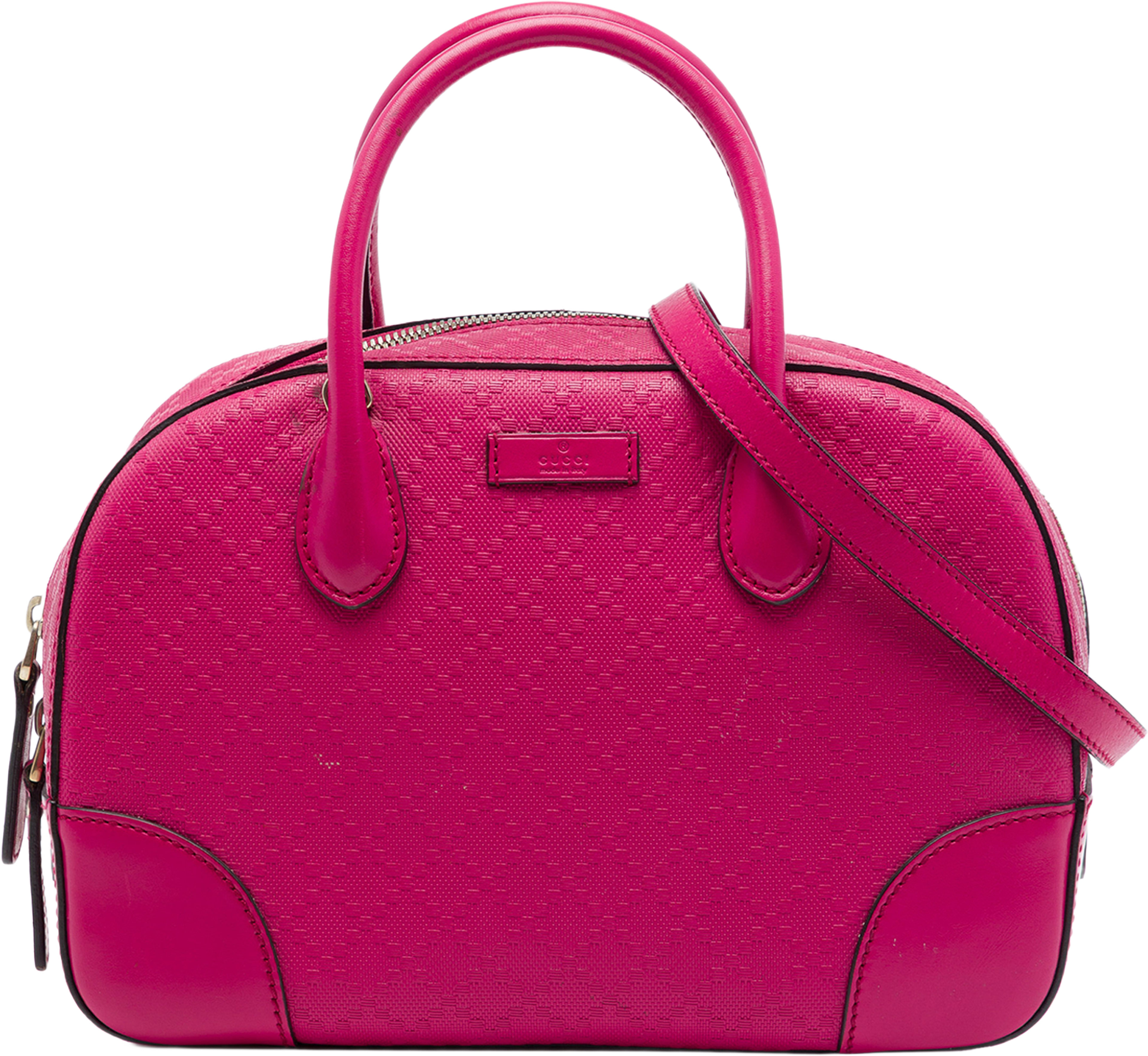 Gucci Diamante Bright Calfskin Satchel, från Luxclusif, i färgen rosa. Klicka för att öppna bilden i stort format