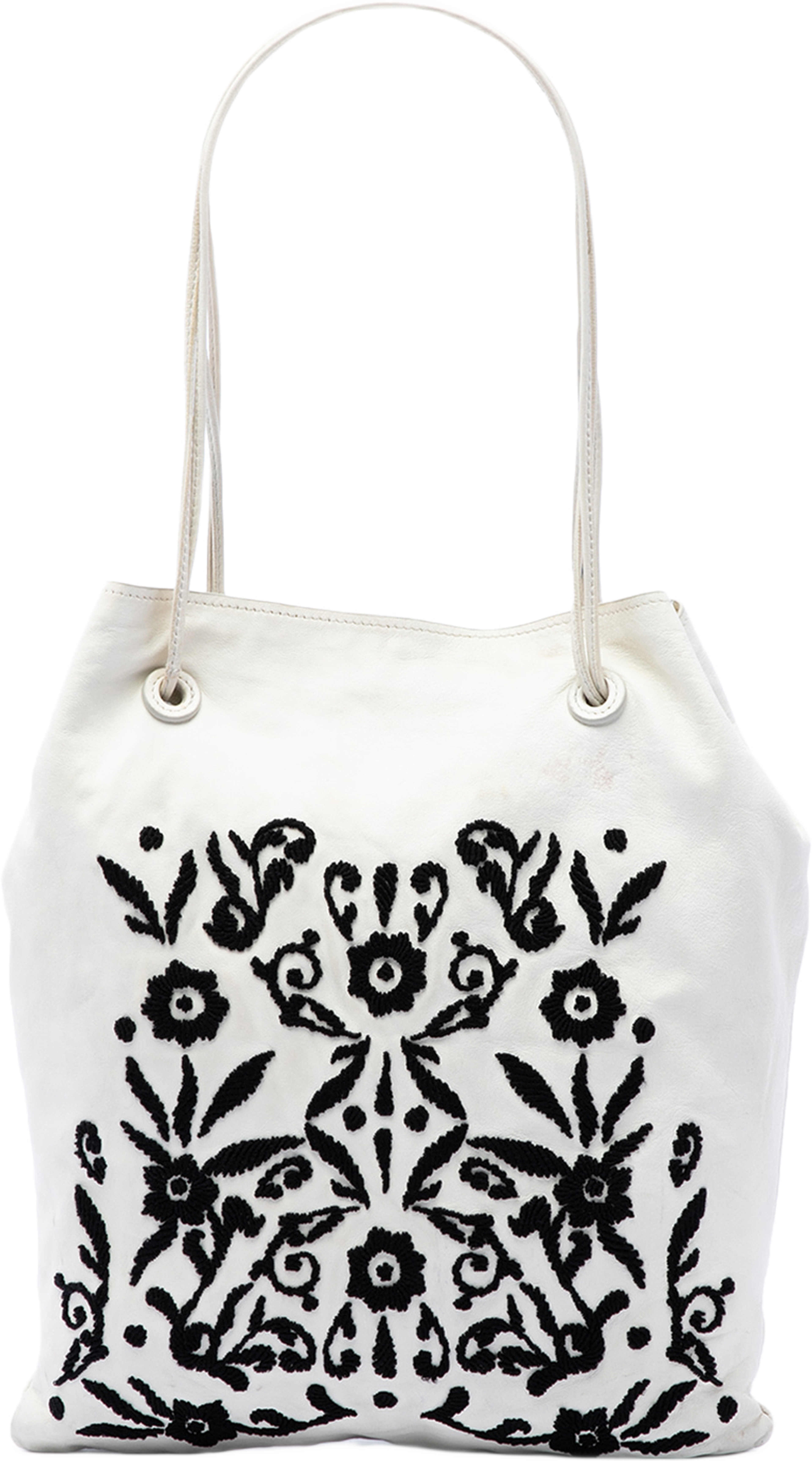 Prada Nappa Ricamo Tote, från Luxclusif, i färgen vit. Klicka för att öppna bilden i stort format