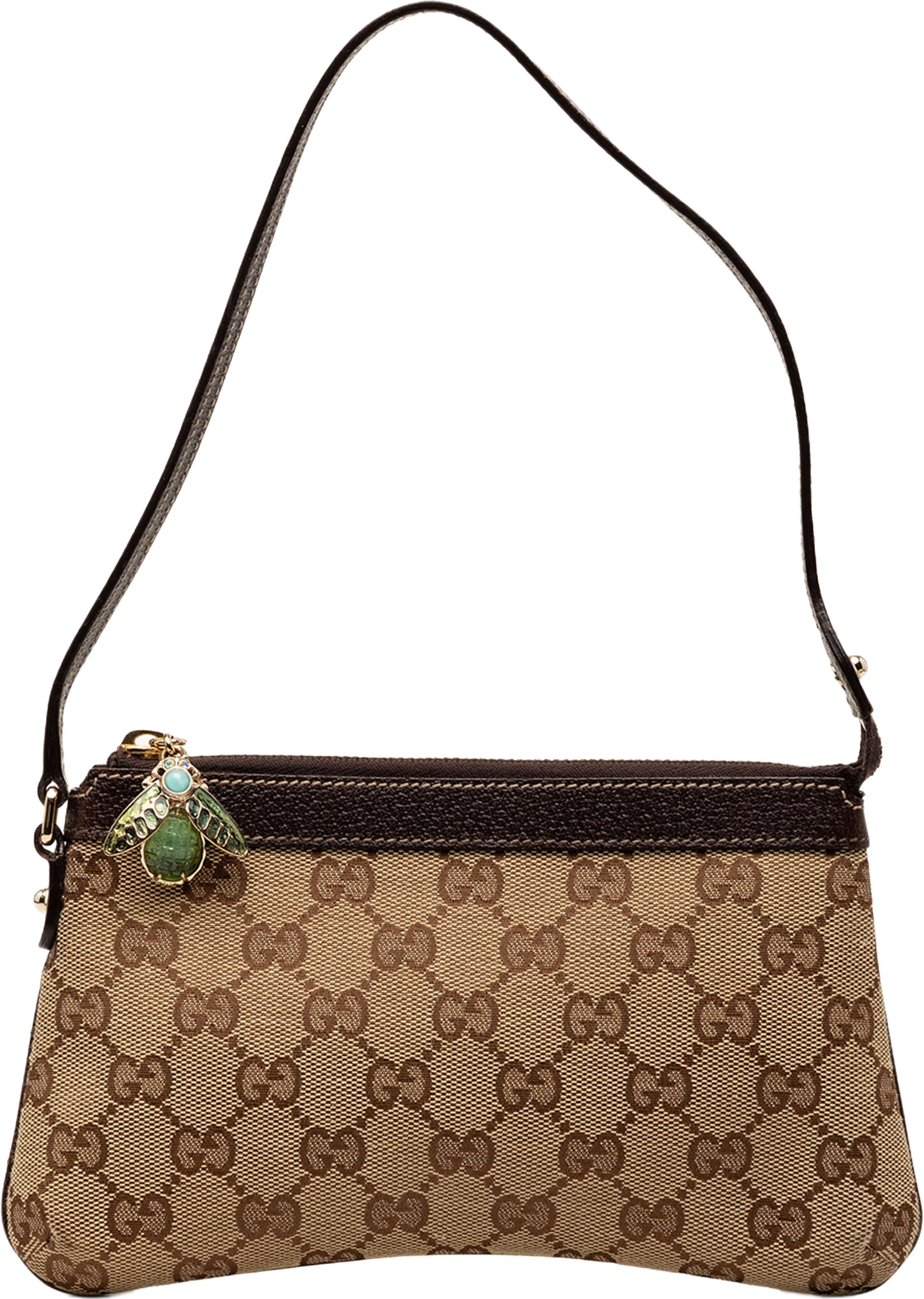 Gucci Gg Canvas Bumble Bee Charm Pochette, från Luxclusif, i färgen beige. Klicka för att öppna bilden i stort format