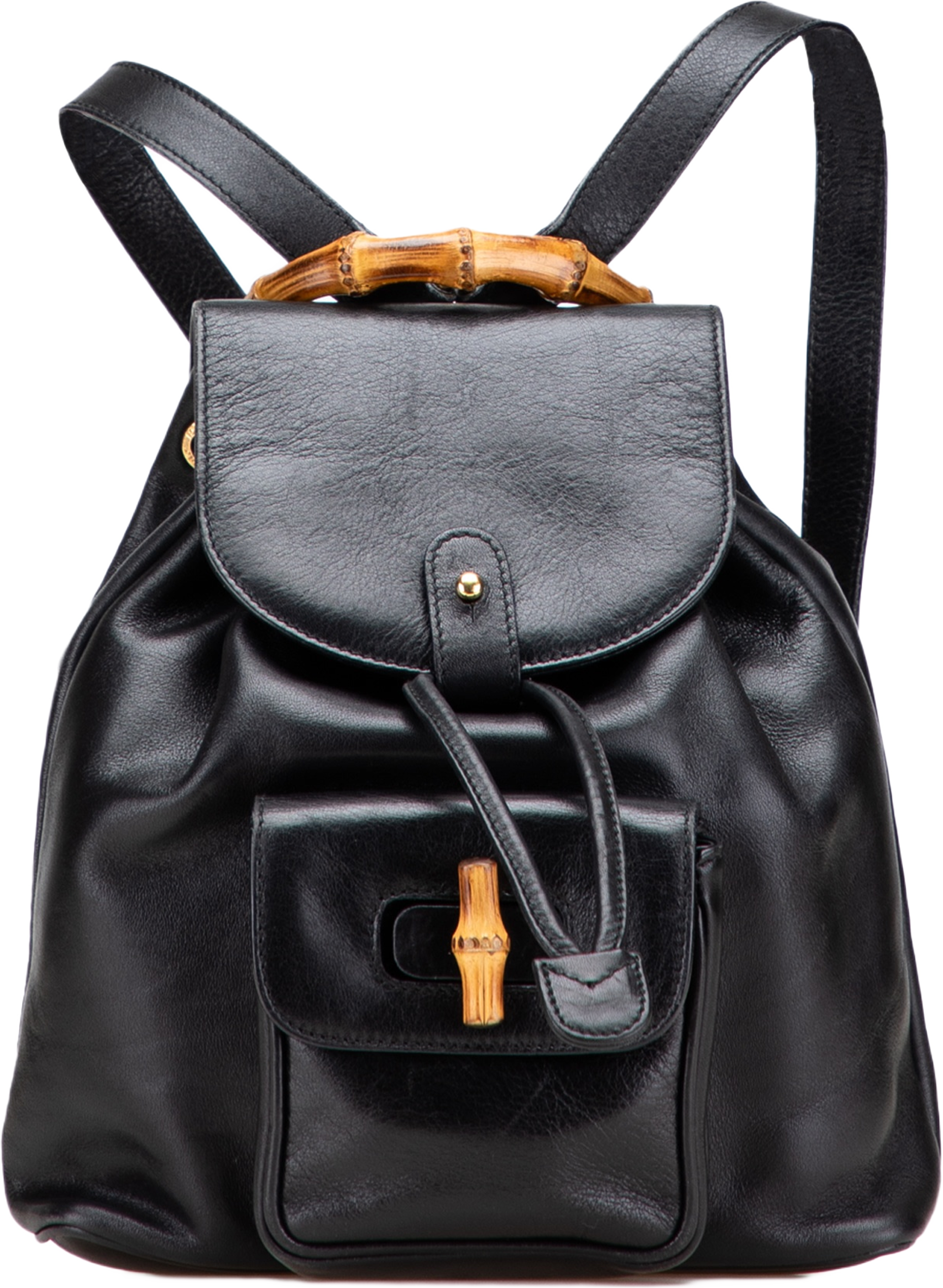 Gucci Leather Bamboo Backpack, från Luxclusif, i färgen black.