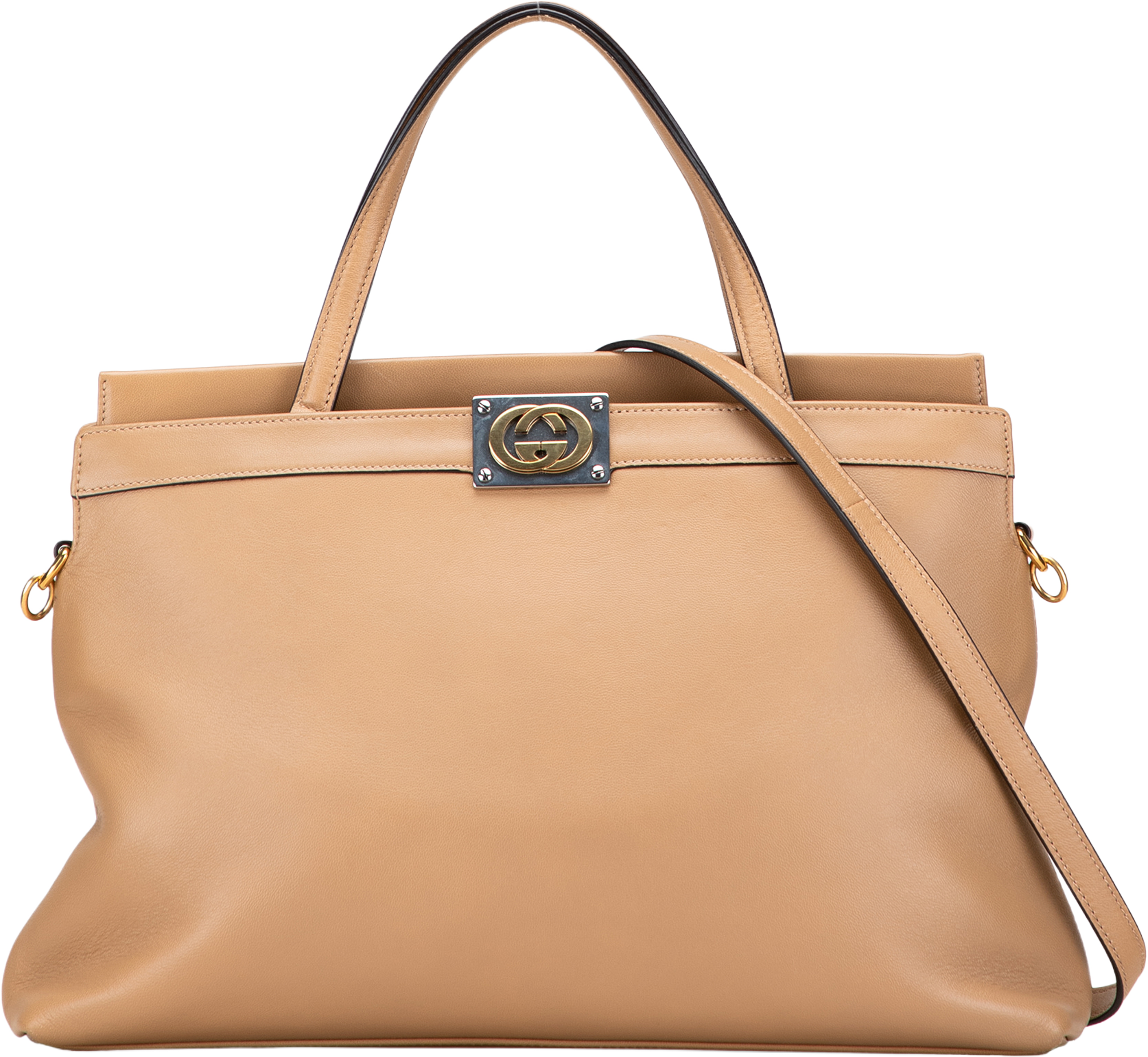 Gucci Small Leather Linea Matisse Satchel, från Luxclusif, i färgen camel. Klicka för att öppna bilden i stort format