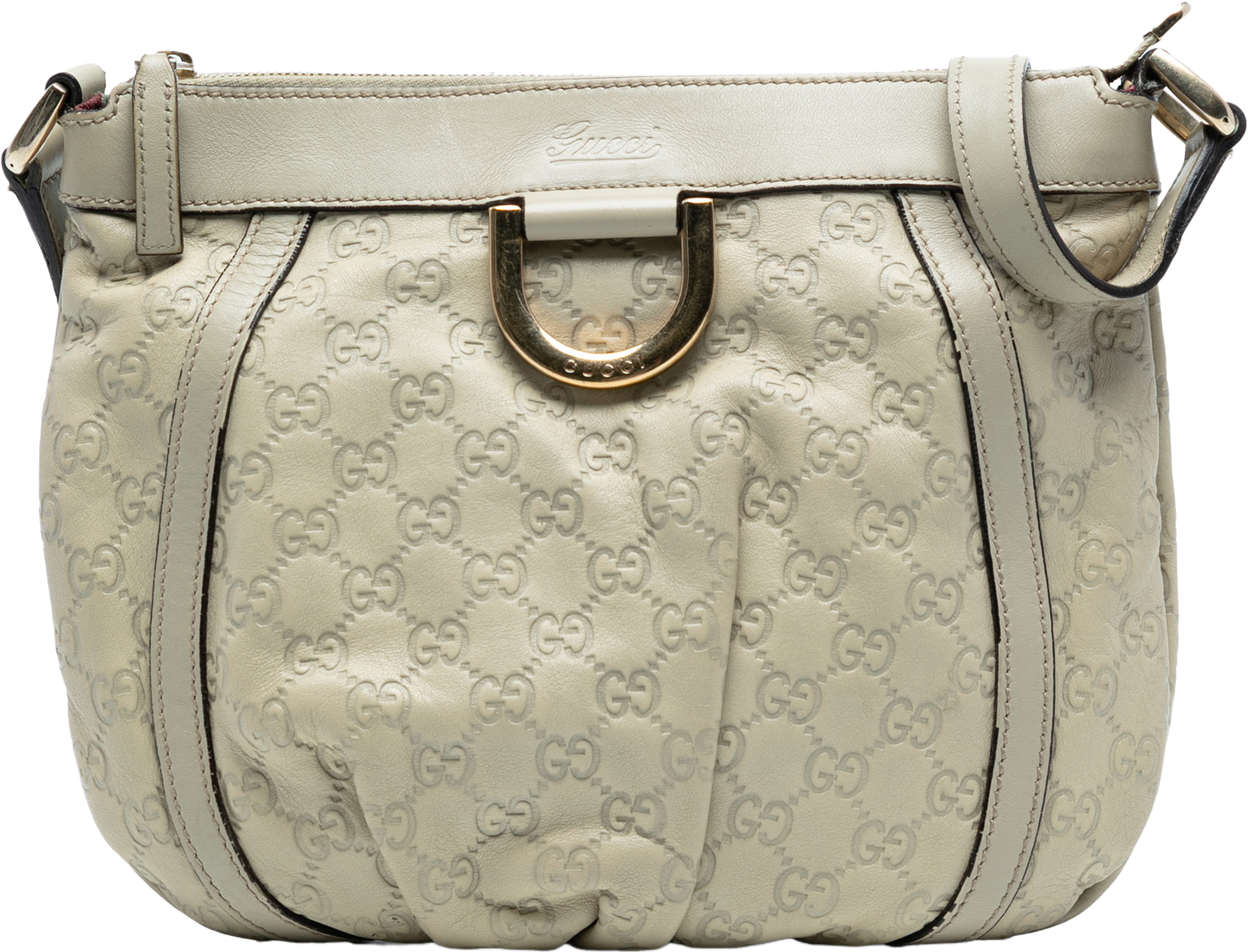 Gucci Guccissima Abbey D Ring Crossbody, från Luxclusif, i färgen white. Klicka för att öppna bilden i stort format