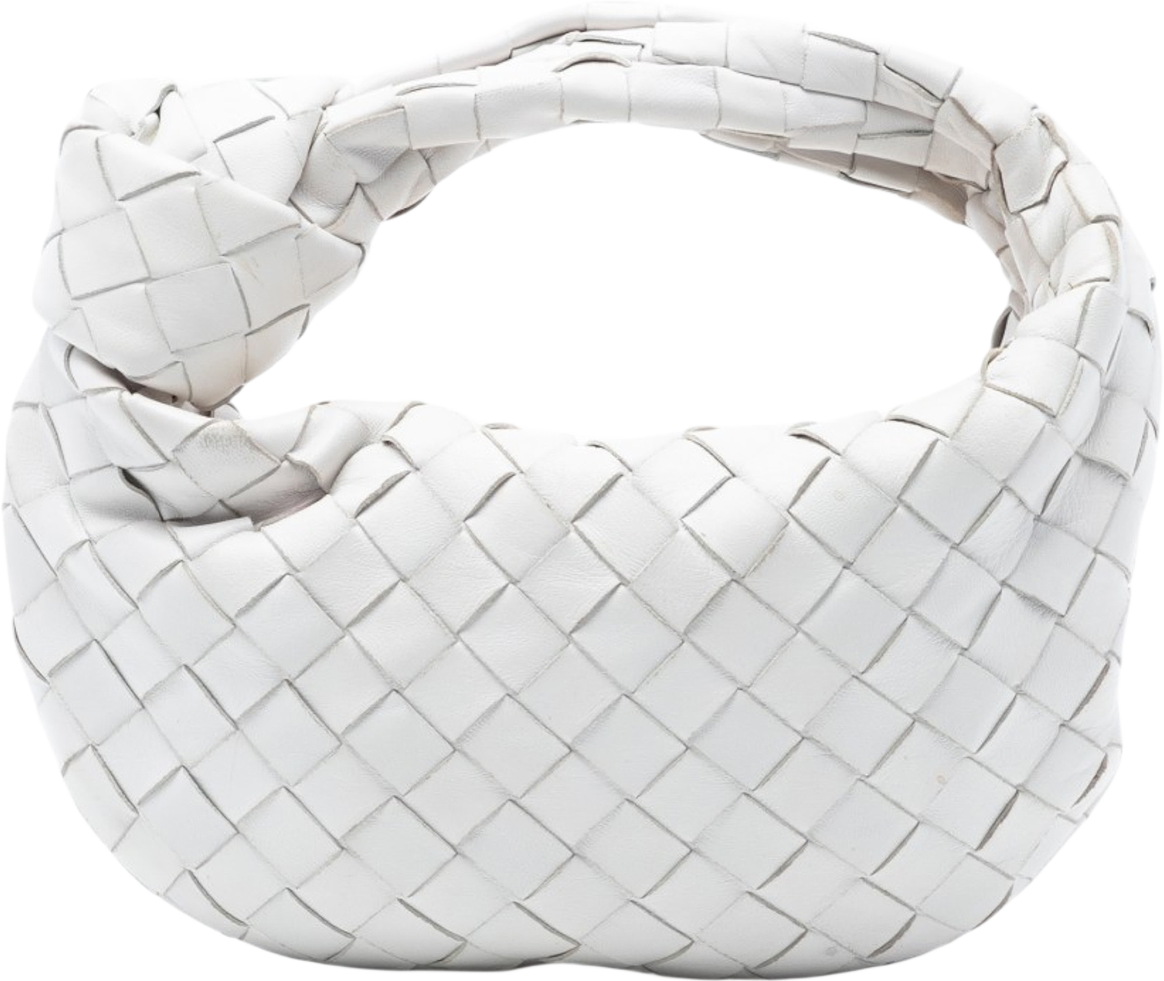 Bottega Veneta Mini Nappa Intrecciato Jodie, från Luxclusif, i färgen white. Klicka för att öppna bilden i stort format