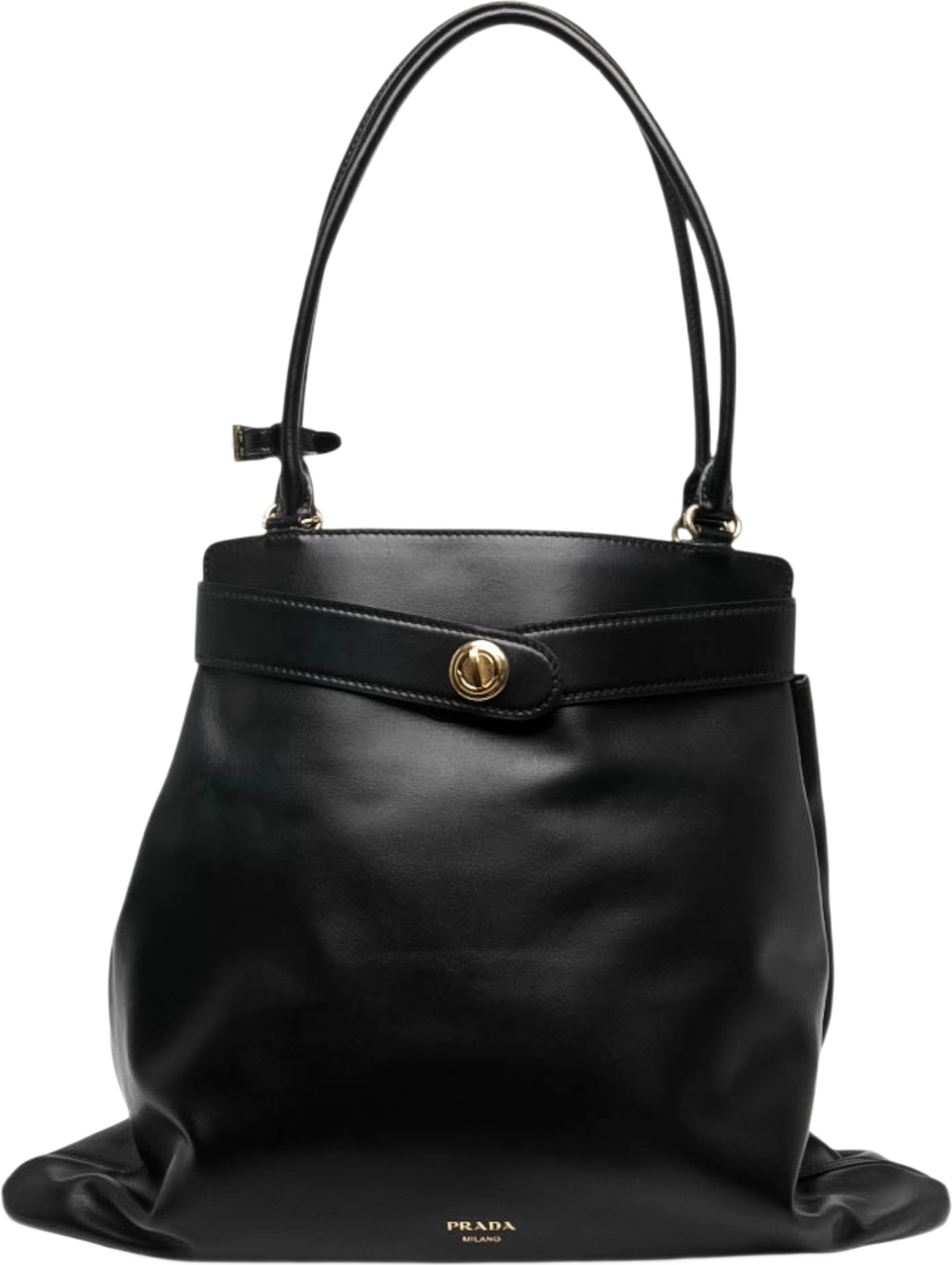 Prada Calfskin Etude Softy Shoulder Bag, från Luxclusif, i färgen svart. Klicka för att öppna bilden i stort format