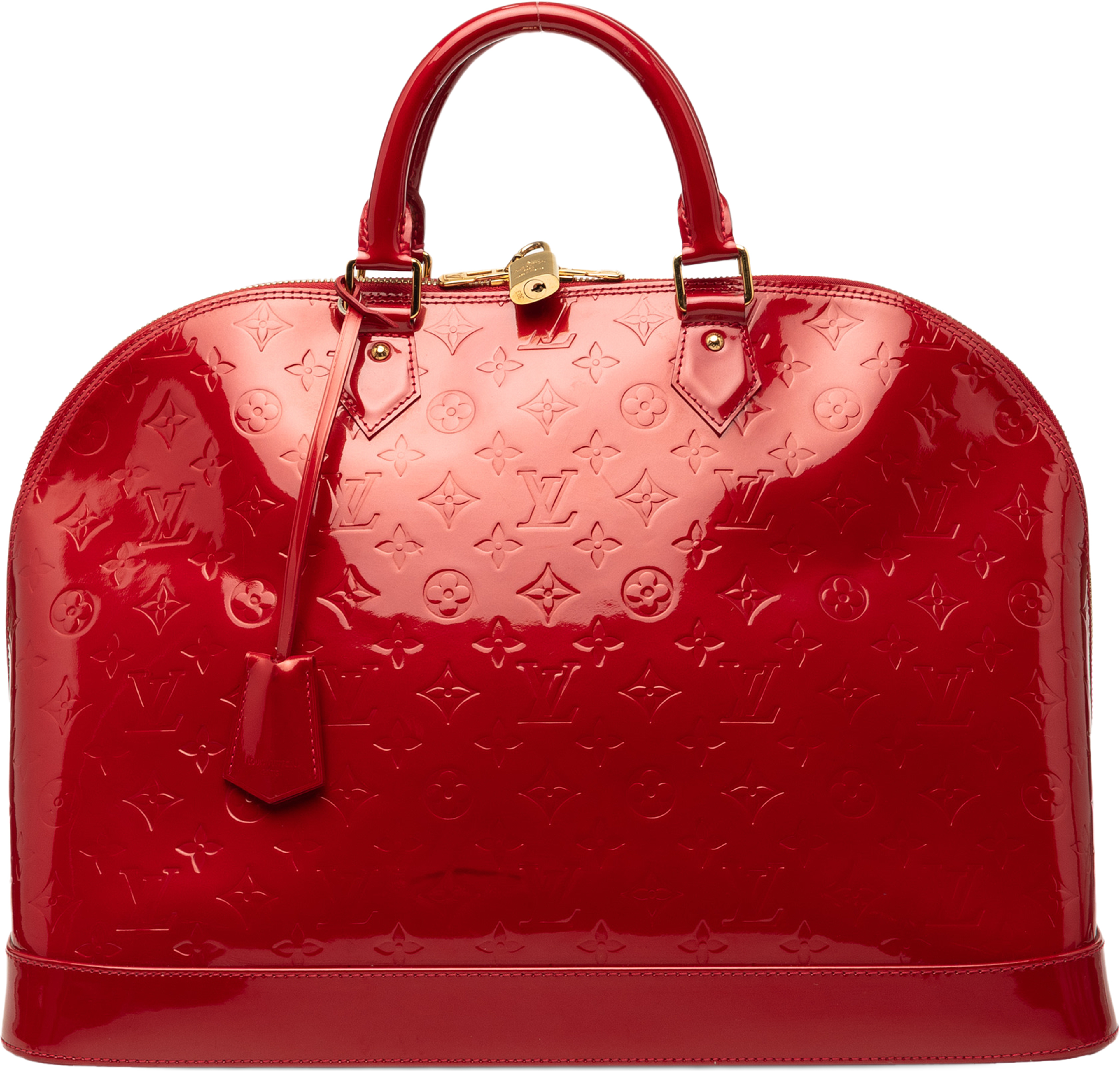 Louis Vuitton Monogram Vernis Alma Gm, från Luxclusif, i färgen röd. Klicka för att öppna bilden i stort format