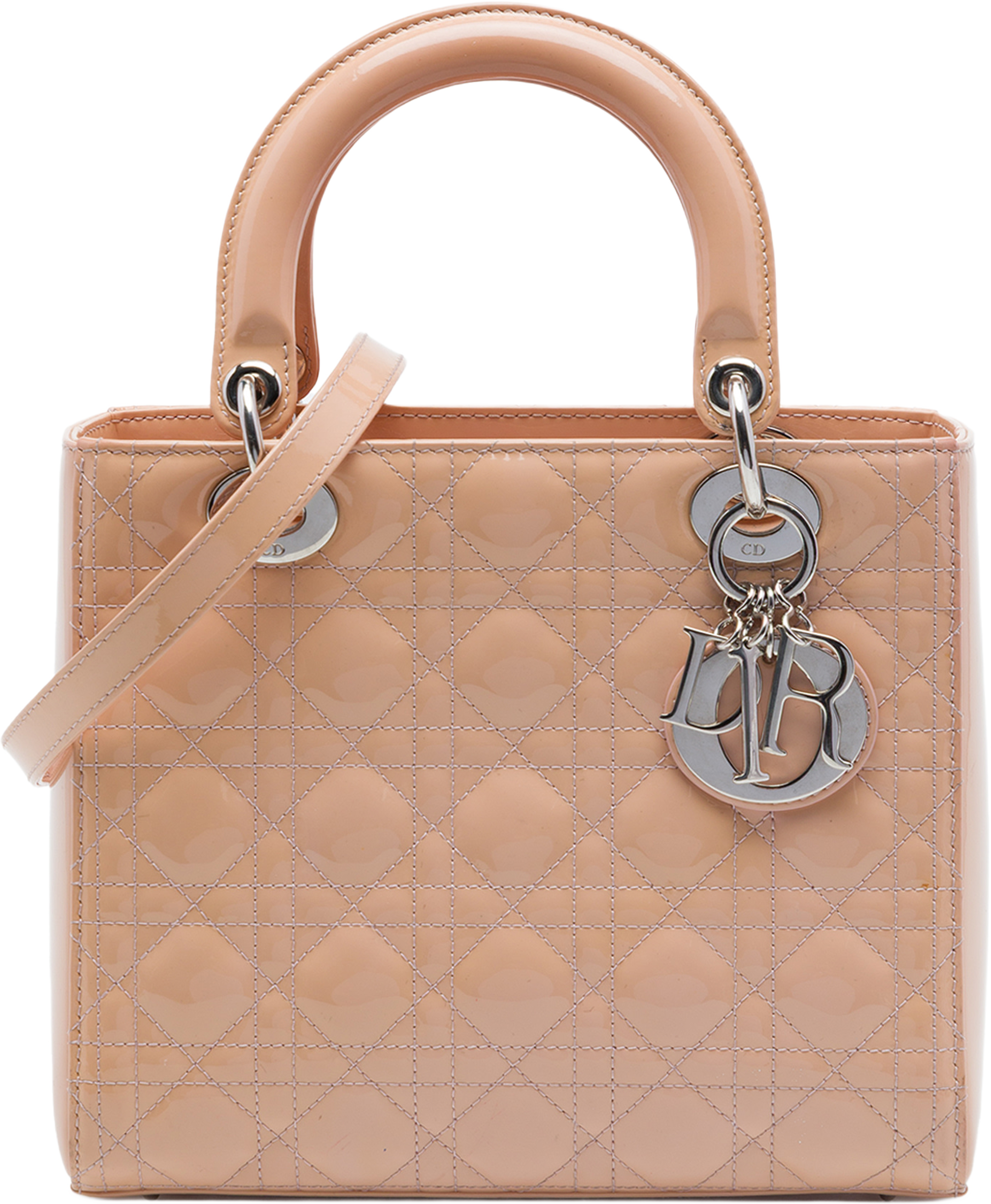 Dior Medium Patent Cannage Lady Dior, från Luxclusif, i färgen brun. Klicka för att öppna bilden i stort format