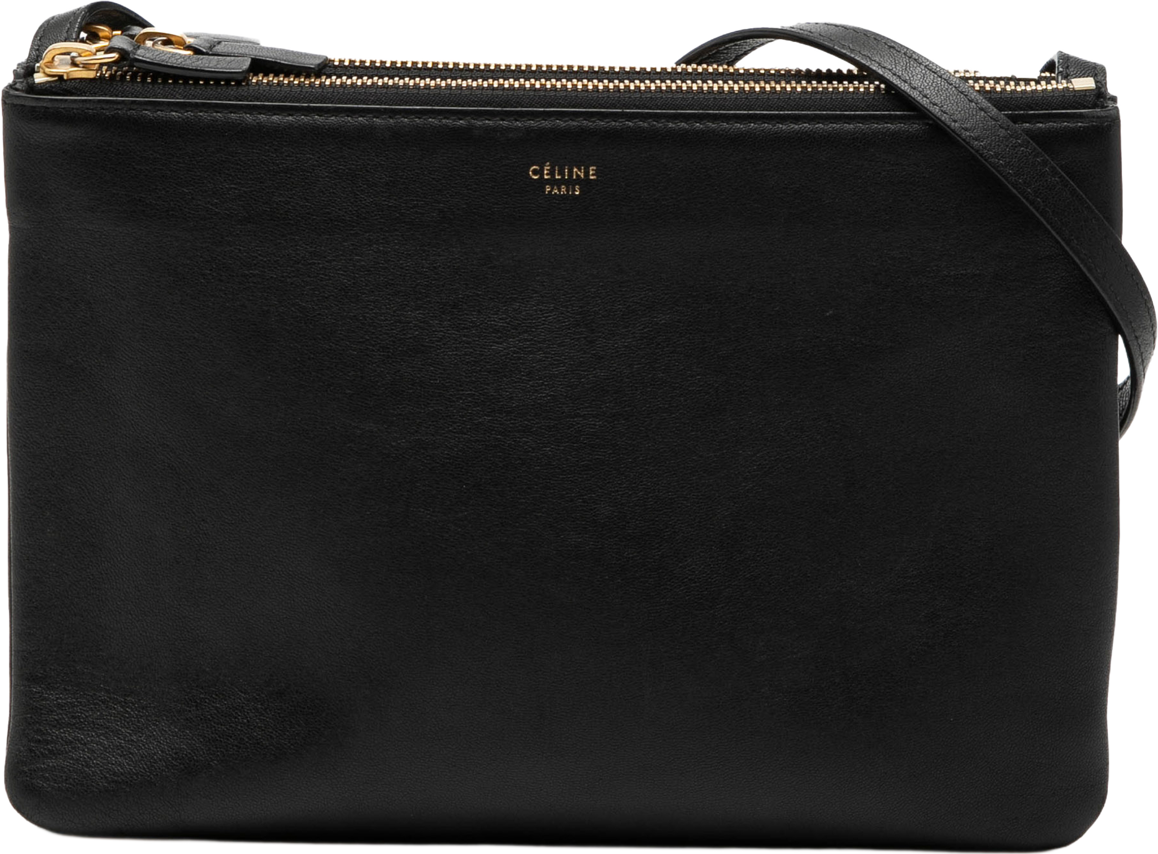 Celine Large Lambskin Trio Crossbody, från Luxclusif, i färgen black. Klicka för att öppna bilden i stort format