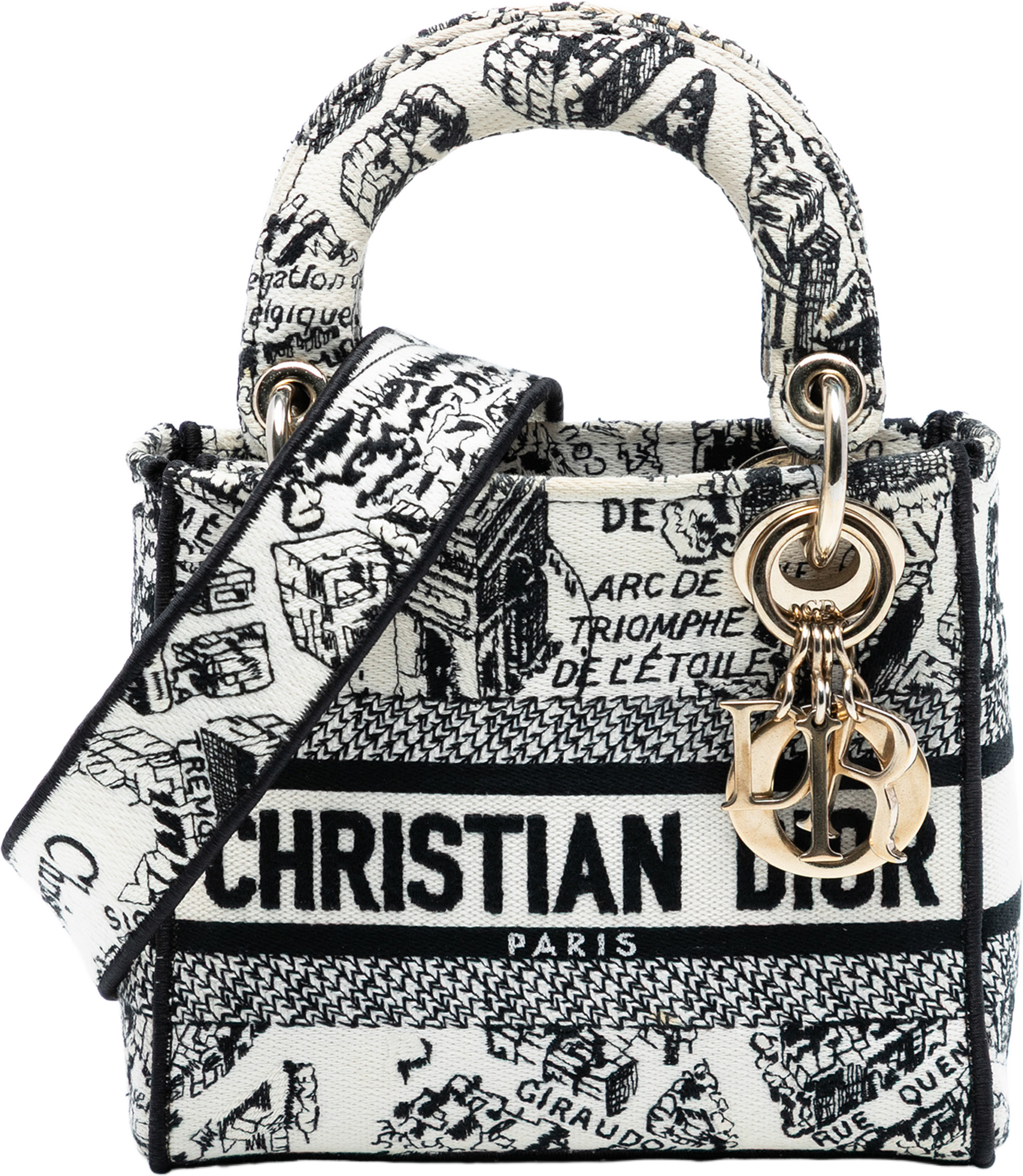 Dior Mini Embroidered Canvas Plan De Paris Lady D Lite, från Luxclusif, i färgen white. Klicka för att öppna bilden i stort format