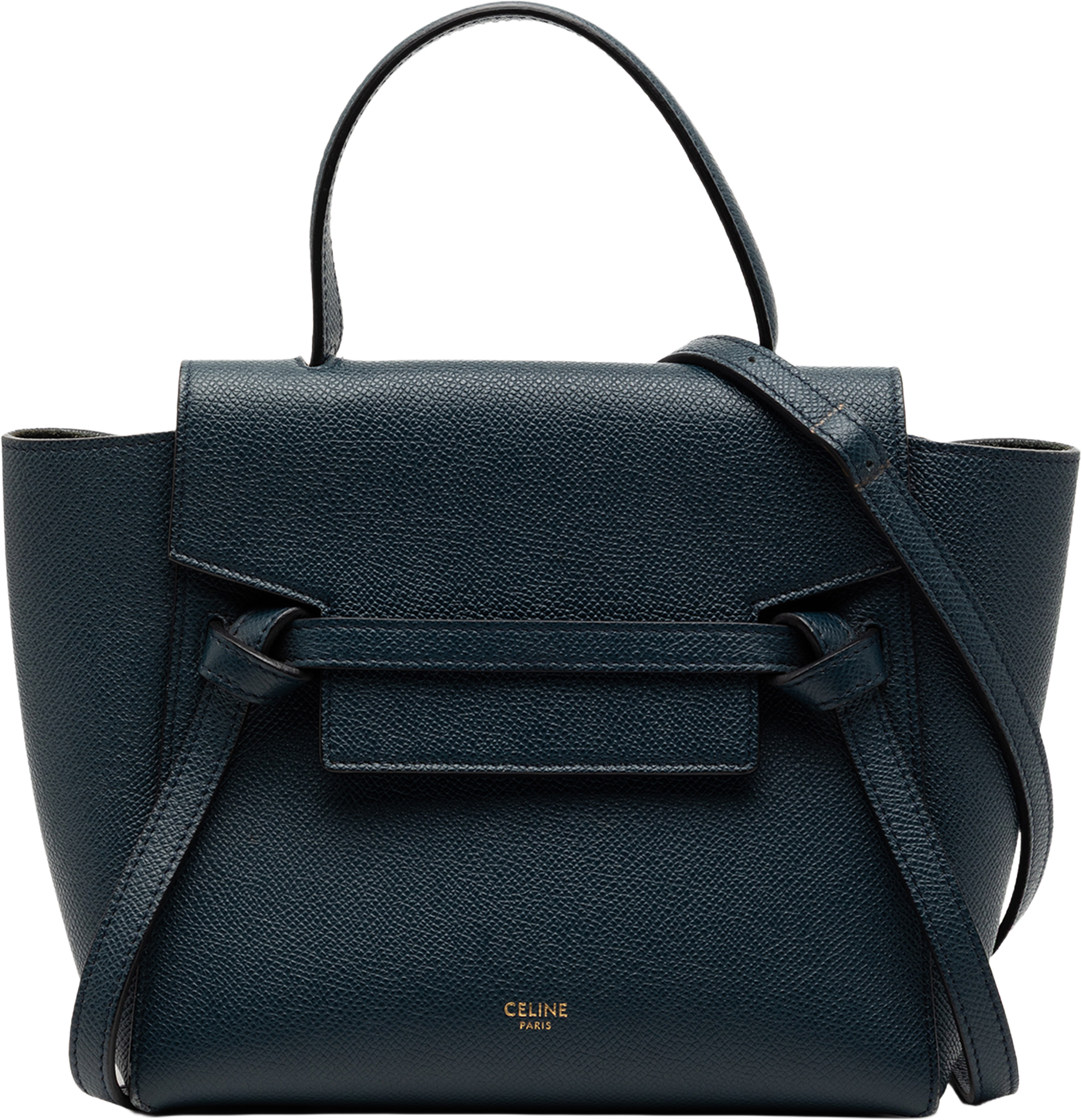 Celine Nano Grained Calfskin Belt Bag, från Luxclusif, i färgen navy. Klicka för att öppna bilden i stort format