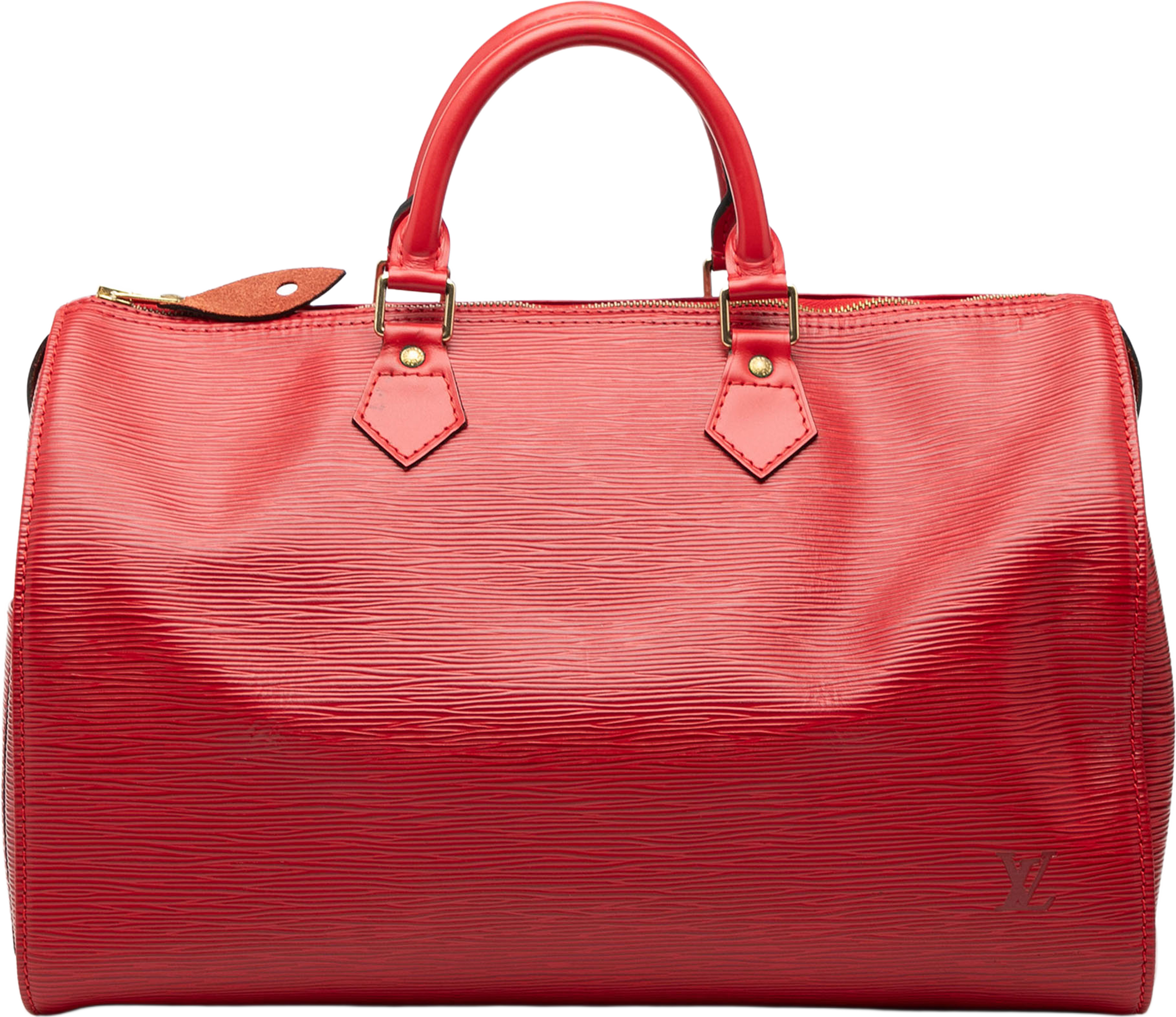 Louis Vuitton Epi Speedy 35, från Luxclusif, i färgen red. Klicka för att öppna bilden i stort format