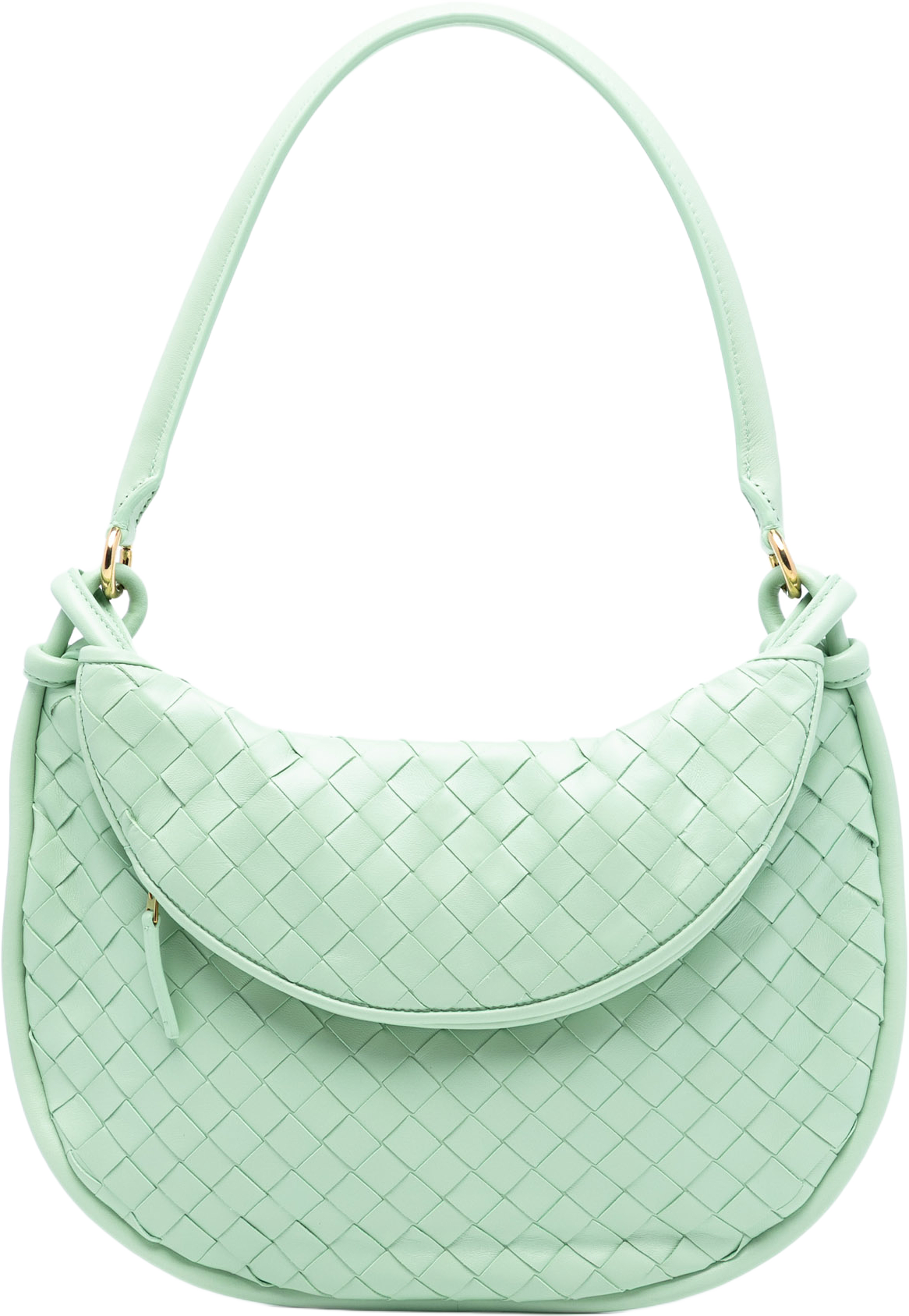 Bottega Veneta Medium Nappa Intrecciato Gemelli Hobo, från Luxclusif, i färgen light green. Klicka för att öppna bilden i stort format