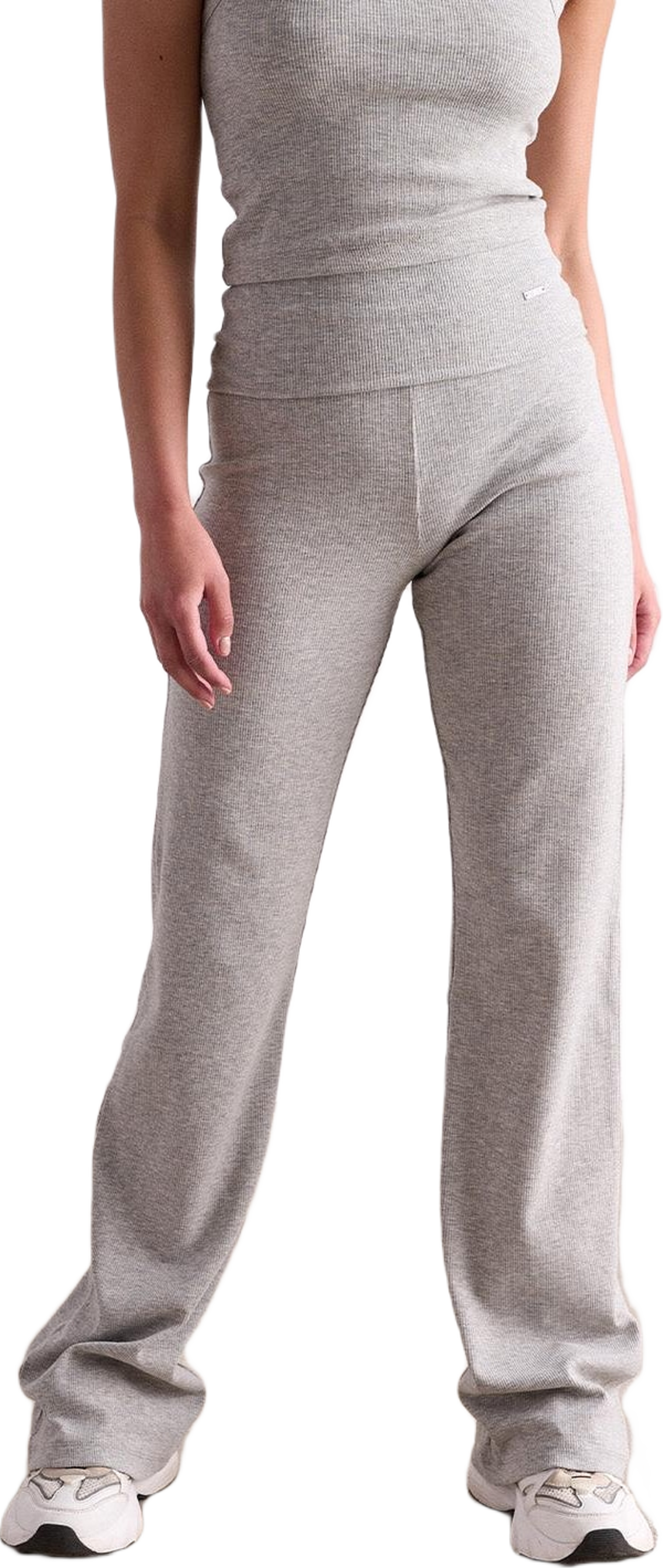 Grey Melange Ease Ribbed Pants