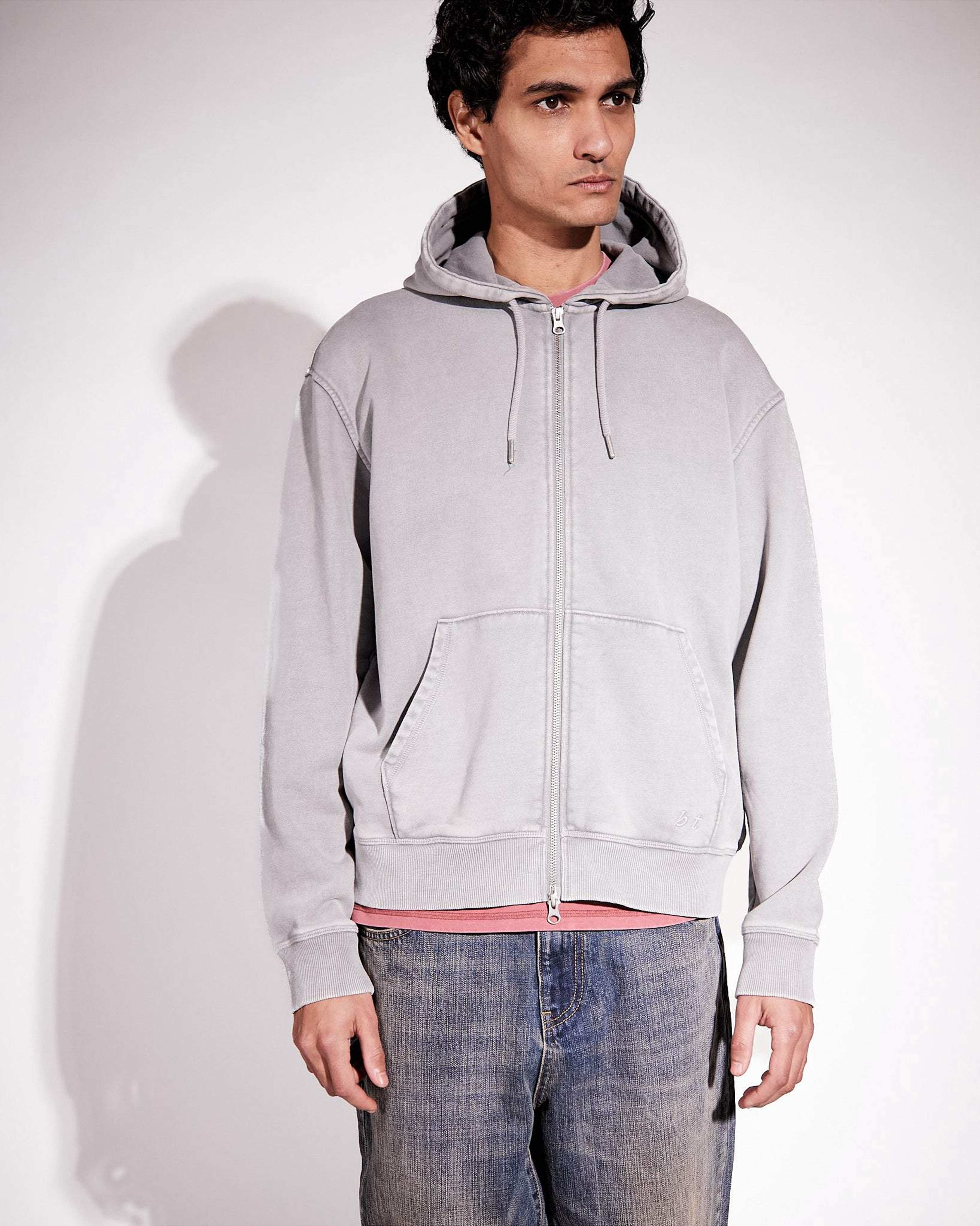 Bt Zip Hoodie Washed Grey, från Brixtol Textiles, i färgen washed grey. Klicka för att öppna bilden i stort format