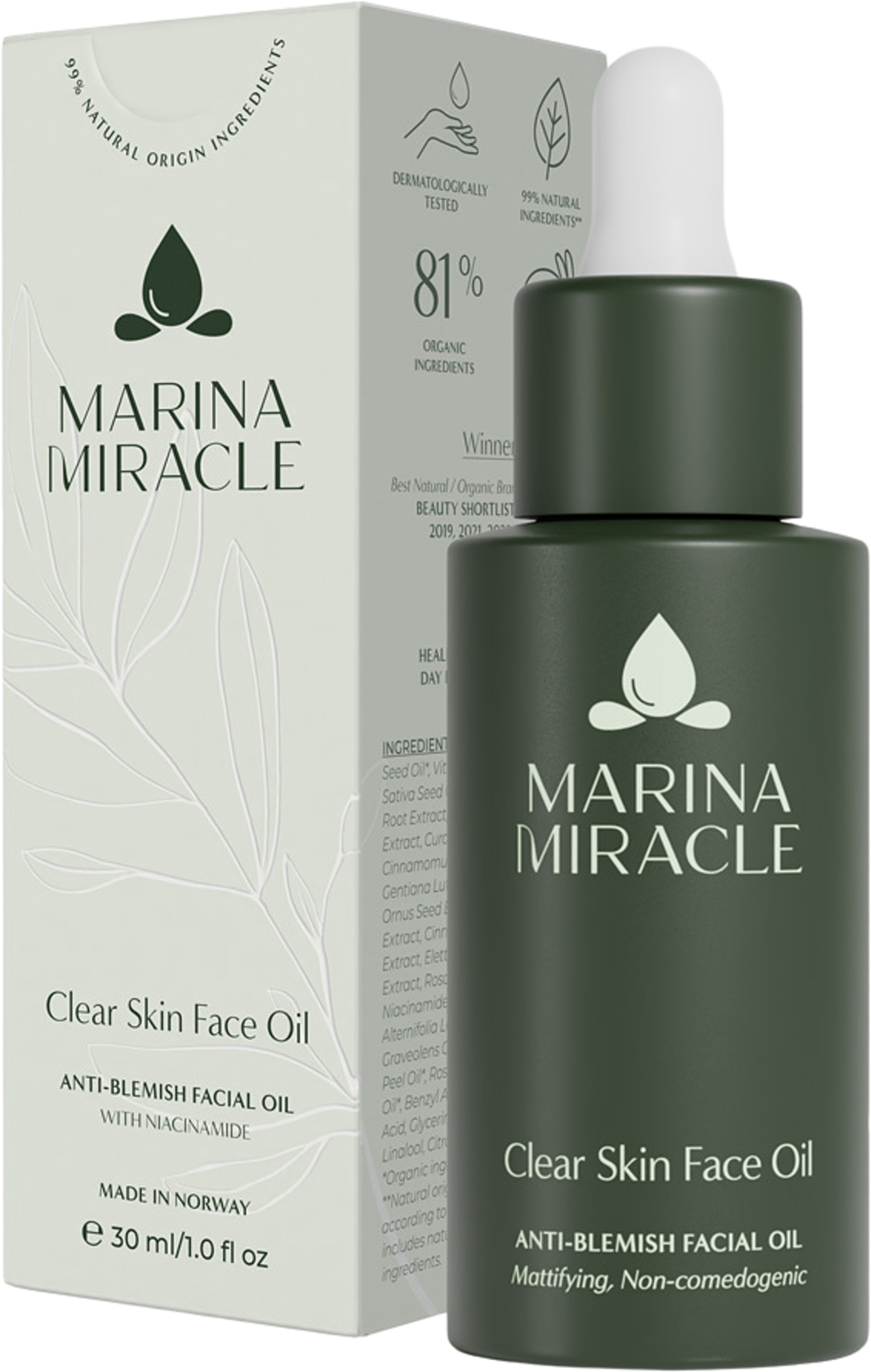 Clear Skin Face Oil (tidigare Geranium Face Oil), från Marina Miracle. Klicka för att öppna bilden i stort format