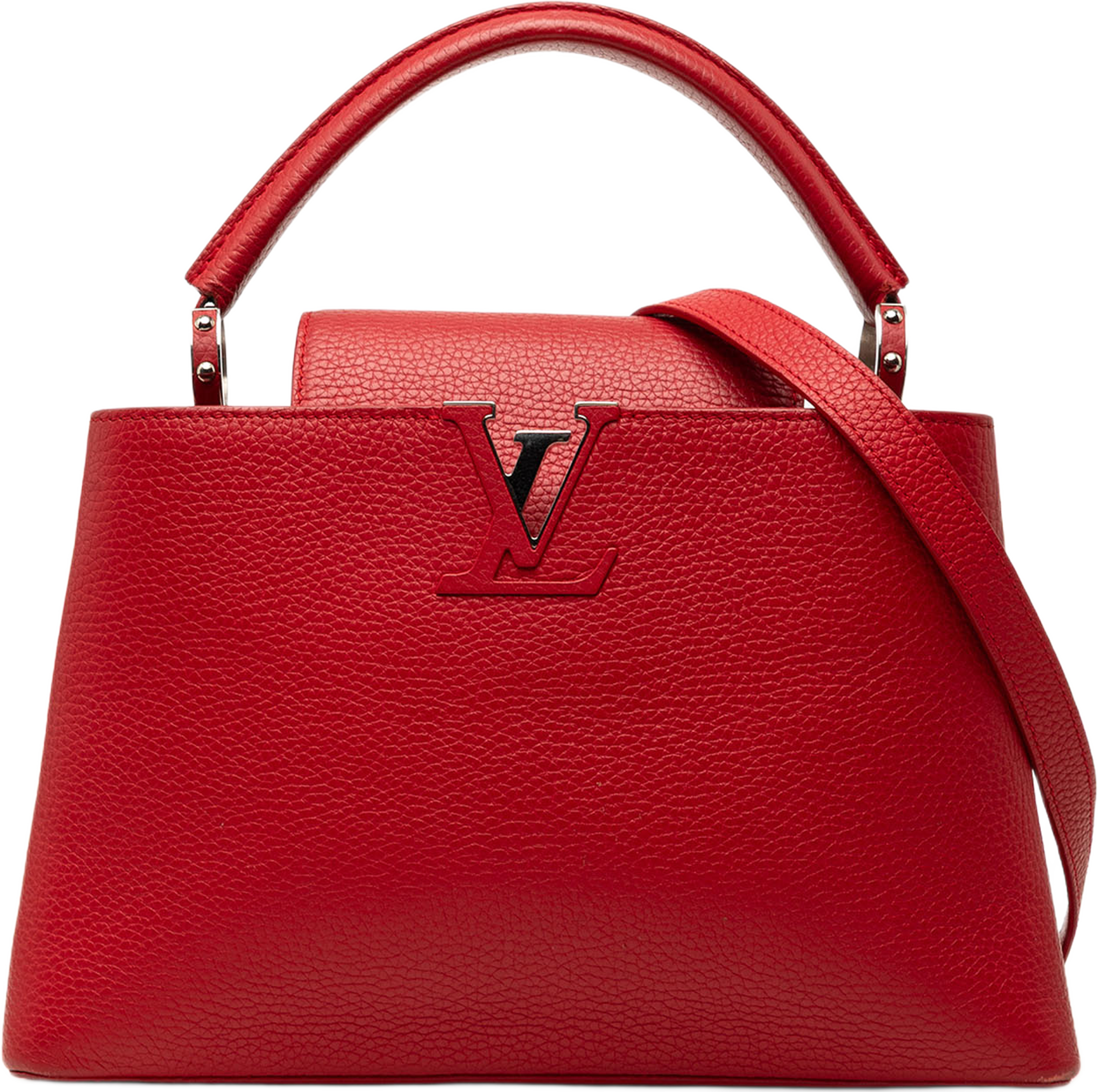 Louis Vuitton Taurillon Capucines Old Mm, från Luxclusif, i färgen röd. Klicka för att öppna bilden i stort format