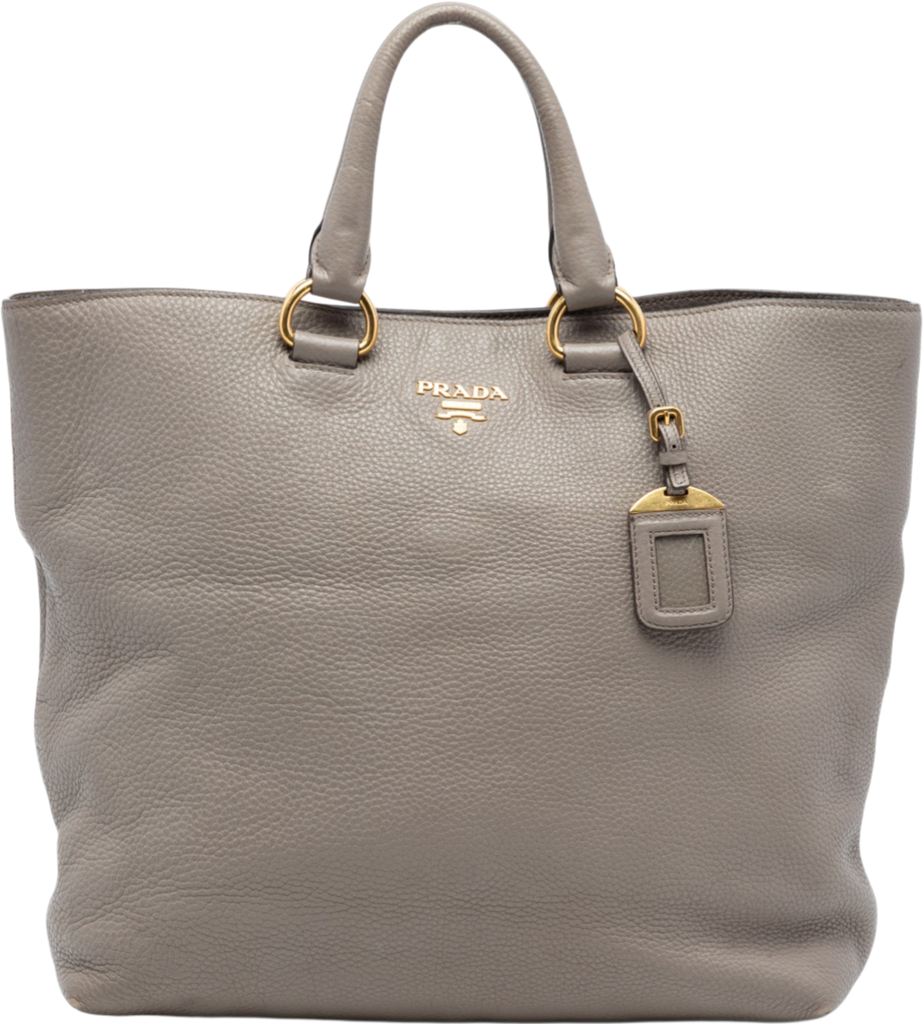 Prada Vitello Daino Open Convertible Tote, från Luxclusif, i färgen gray. Klicka för att öppna bilden i stort format