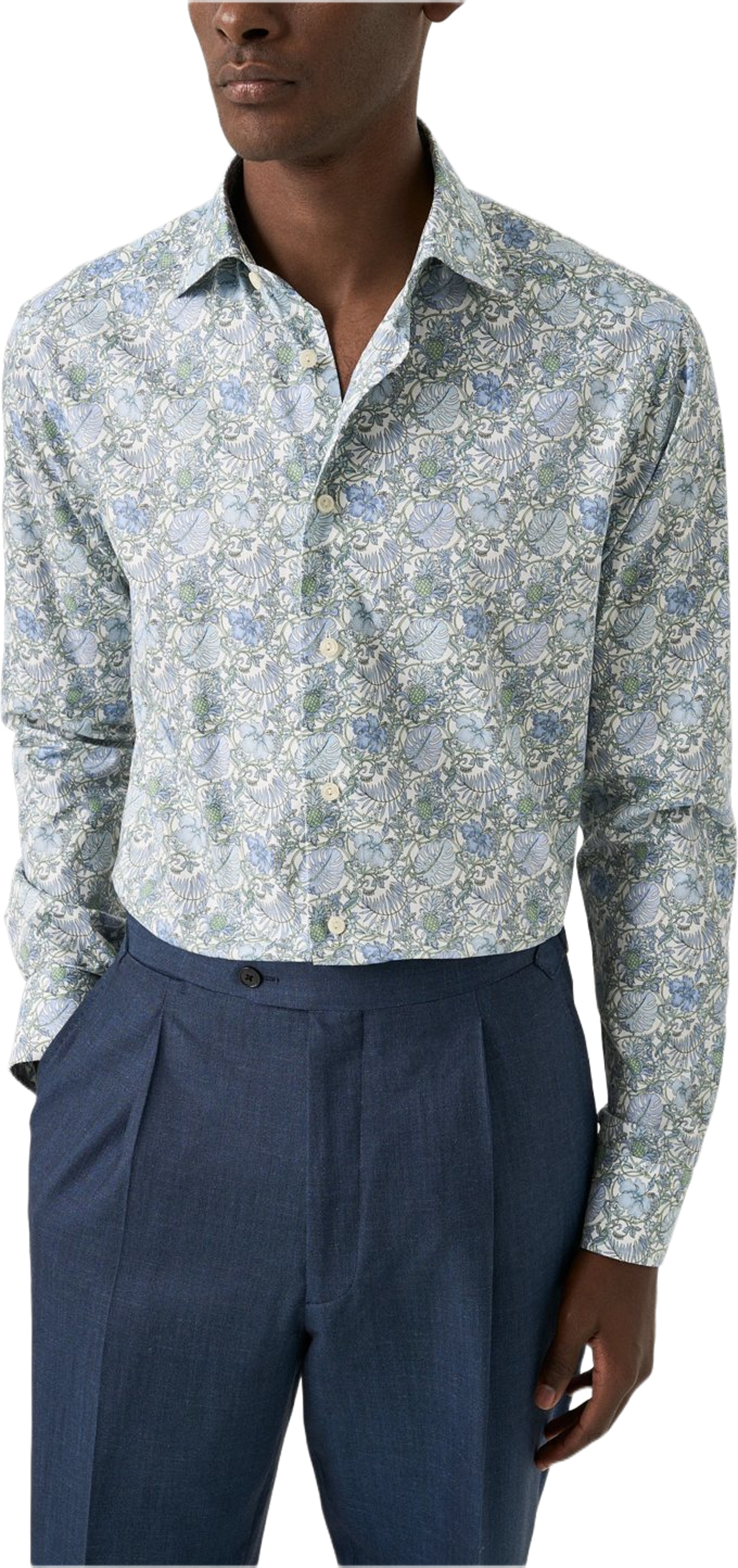 Blommig Signature Twill-skjorta Contemporary Fit, från Eton, i färgen mid green. Klicka för att öppna bilden i stort format