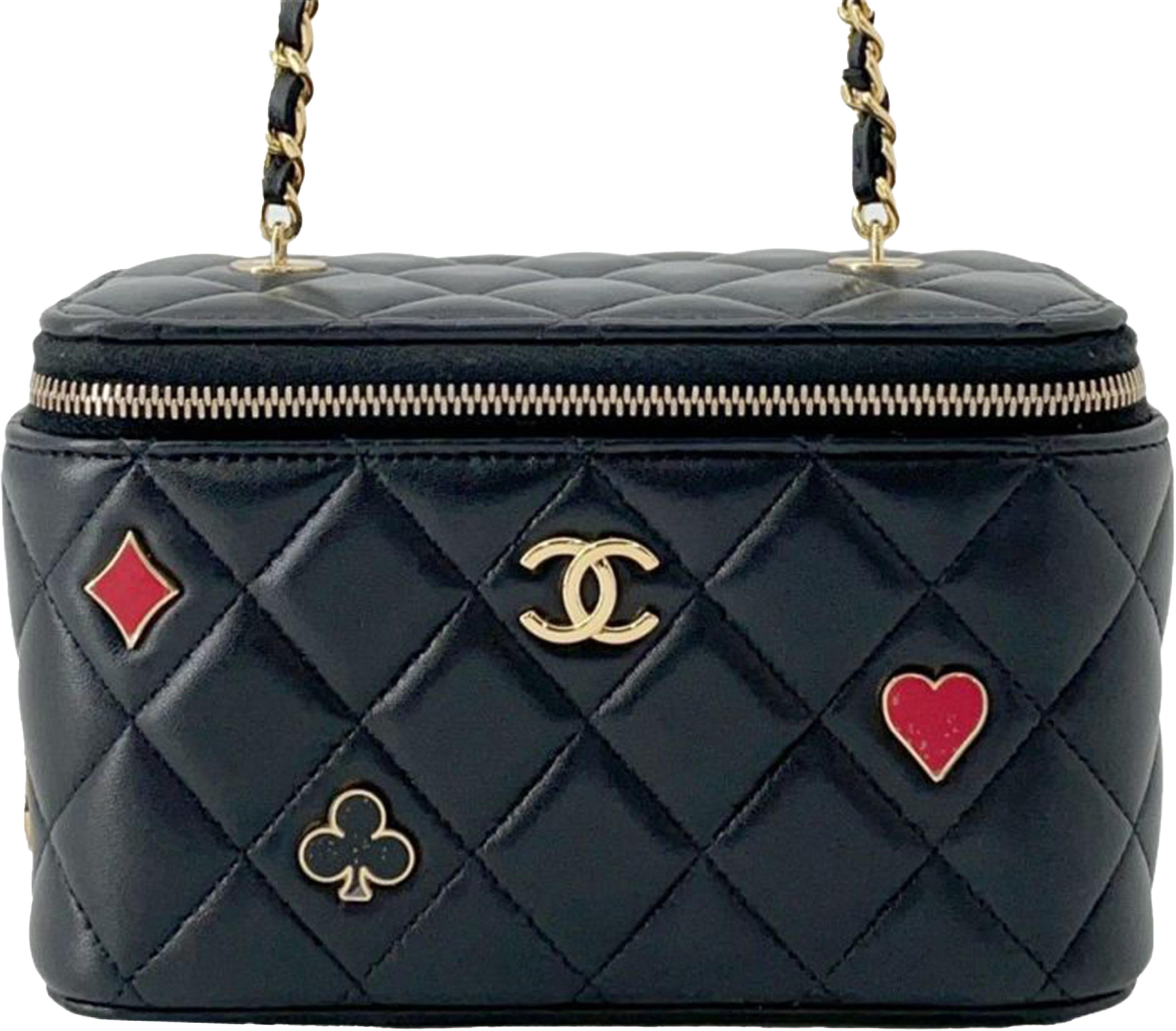 Chanel Lambskin Coco Casino Vanity Case, från Luxclusif, i färgen black. Klicka för att öppna bilden i stort format