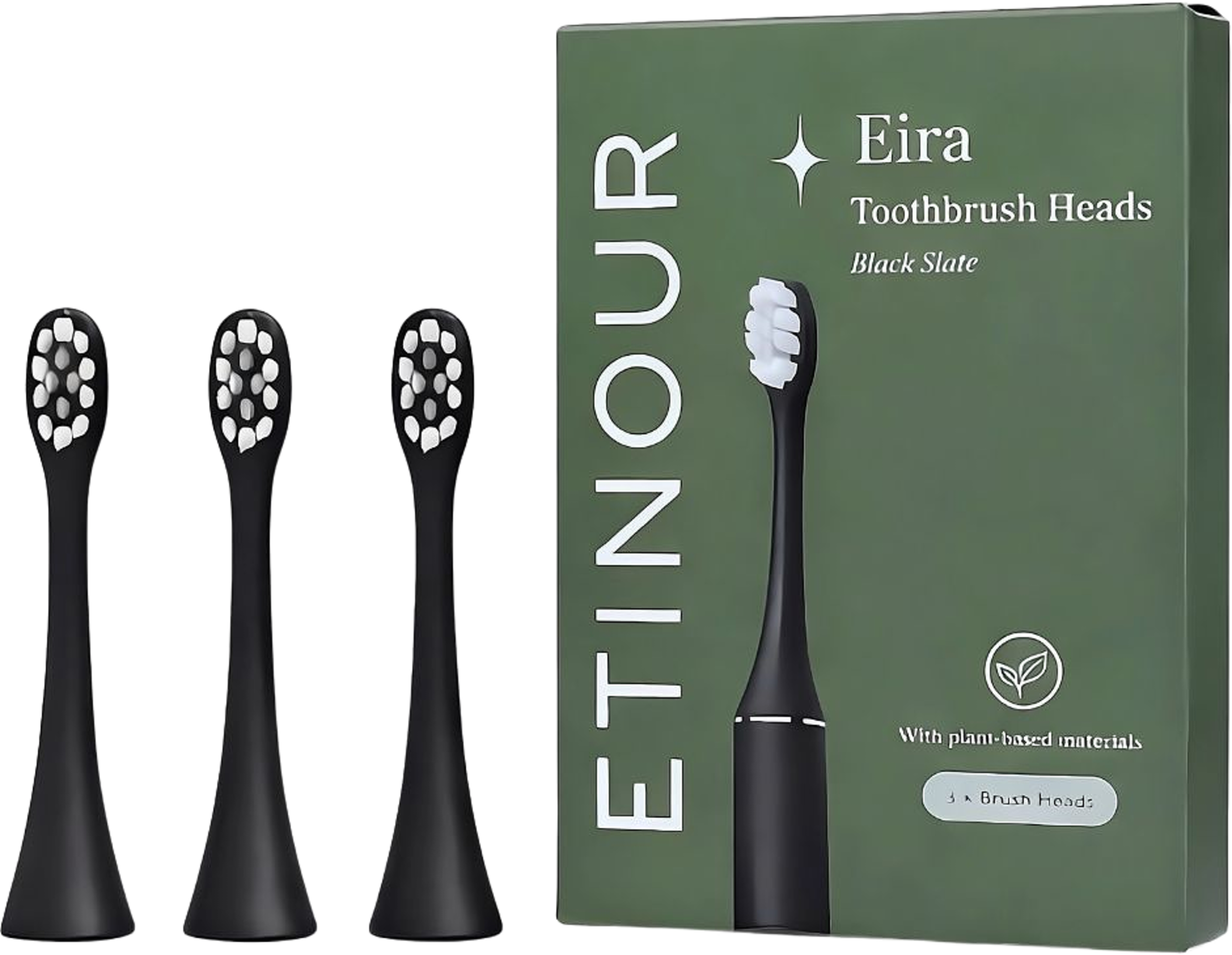 Eira Toothbrush Heads 3 St, från Etinour, i färgen Black Slate. Klicka för att öppna bilden i stort format