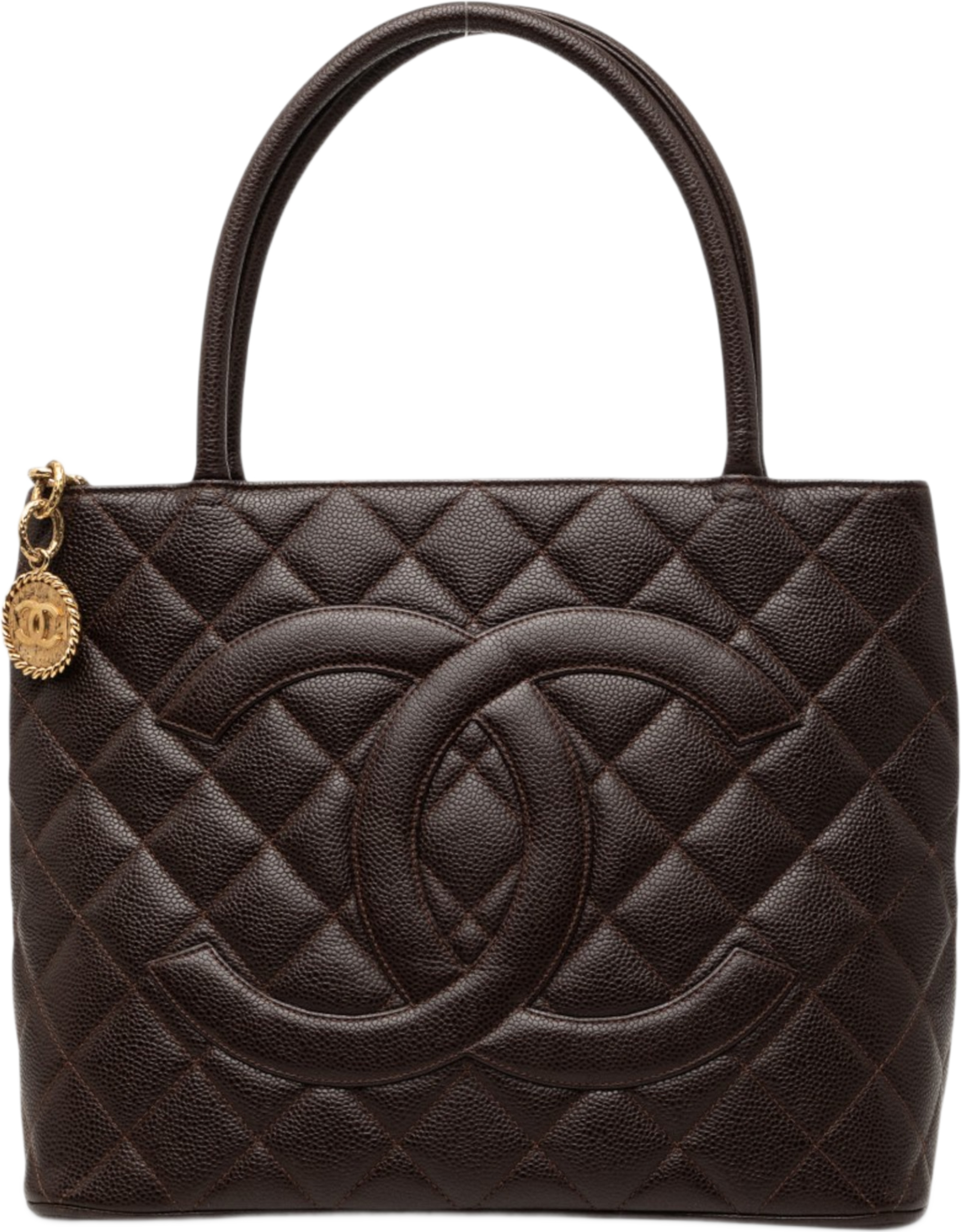 Chanel Caviar Medallion Tote, från Luxclusif, i färgen brun. Klicka för att öppna bilden i stort format