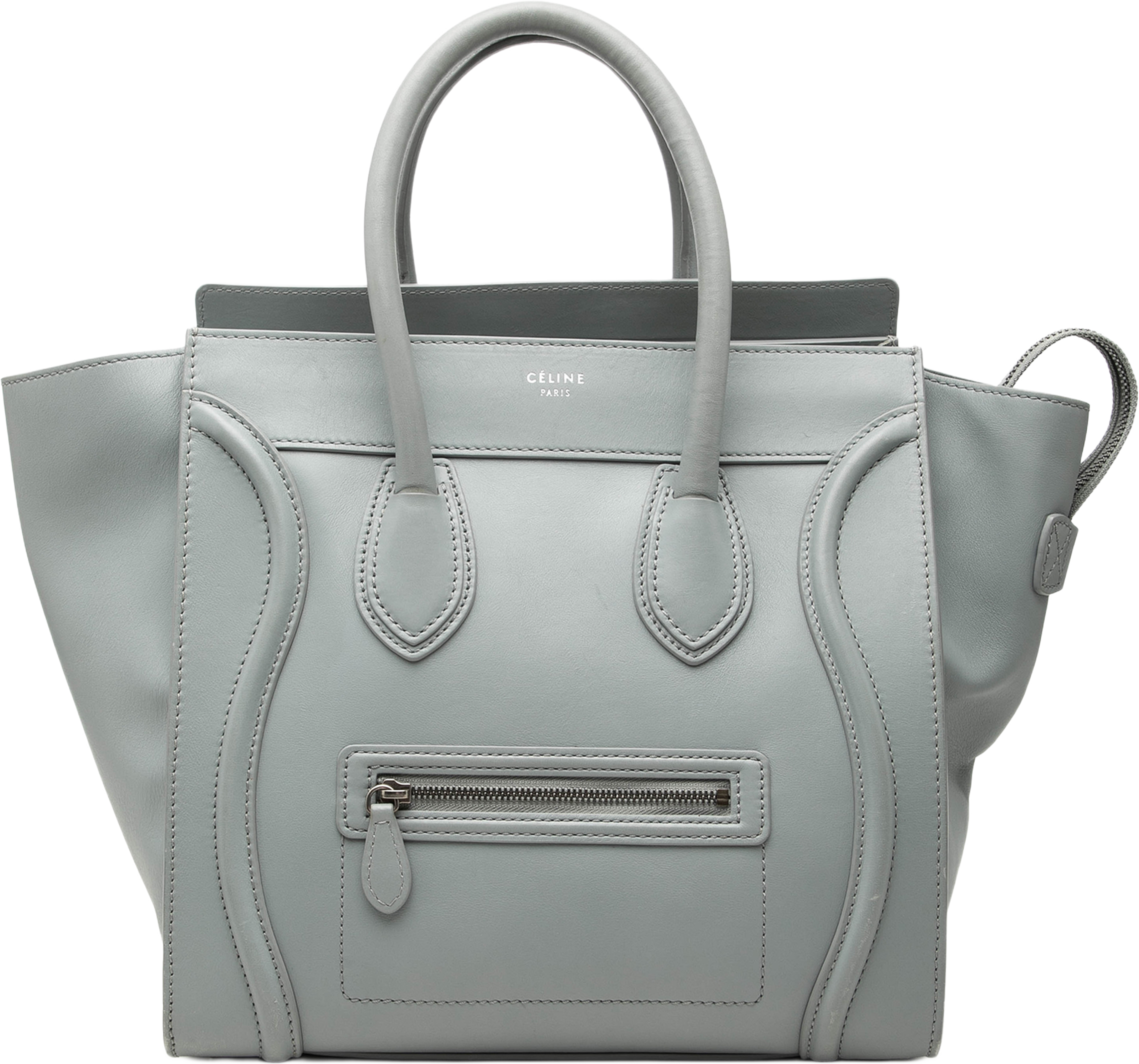 Celine Mini Leather Luggage Tote, från Luxclusif, i färgen grå. Klicka för att öppna bilden i stort format