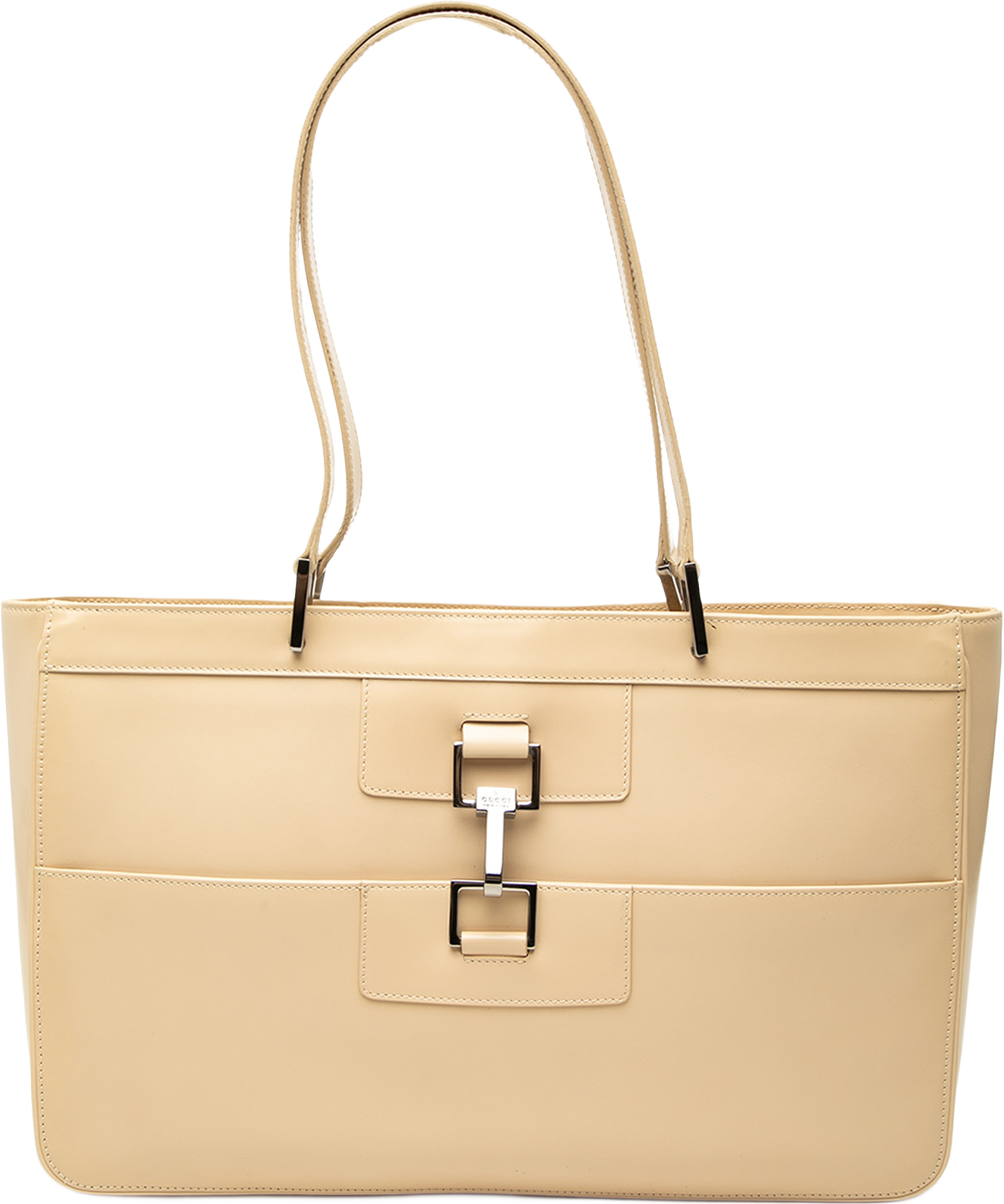 Gucci Calfskin Jackie Tote, från Luxclusif, i färgen beige. Klicka för att öppna bilden i stort format