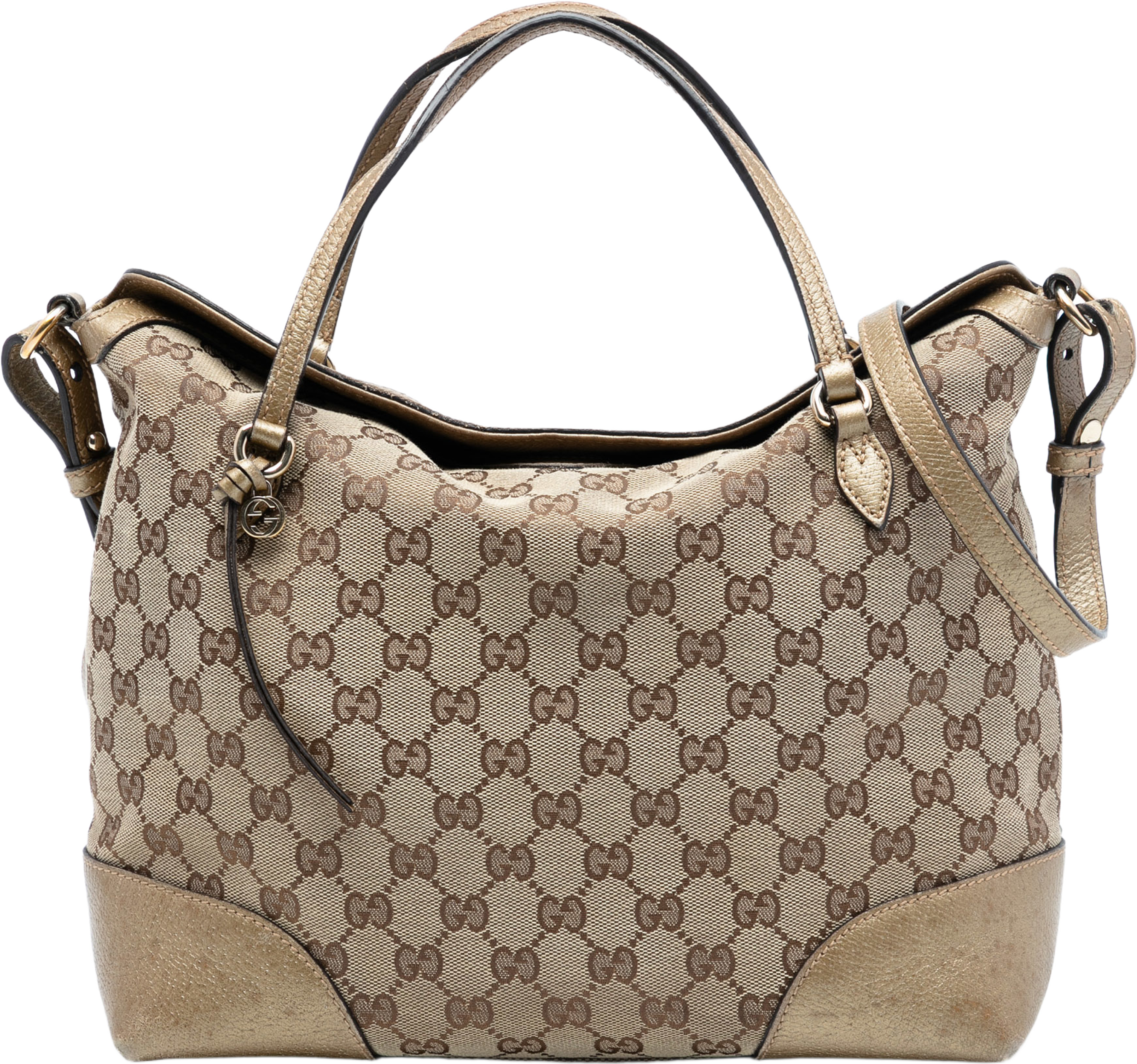 Gucci Medium Gg Canvas Bree Fold Over Tote, från Luxclusif, i färgen beige. Klicka för att öppna bilden i stort format