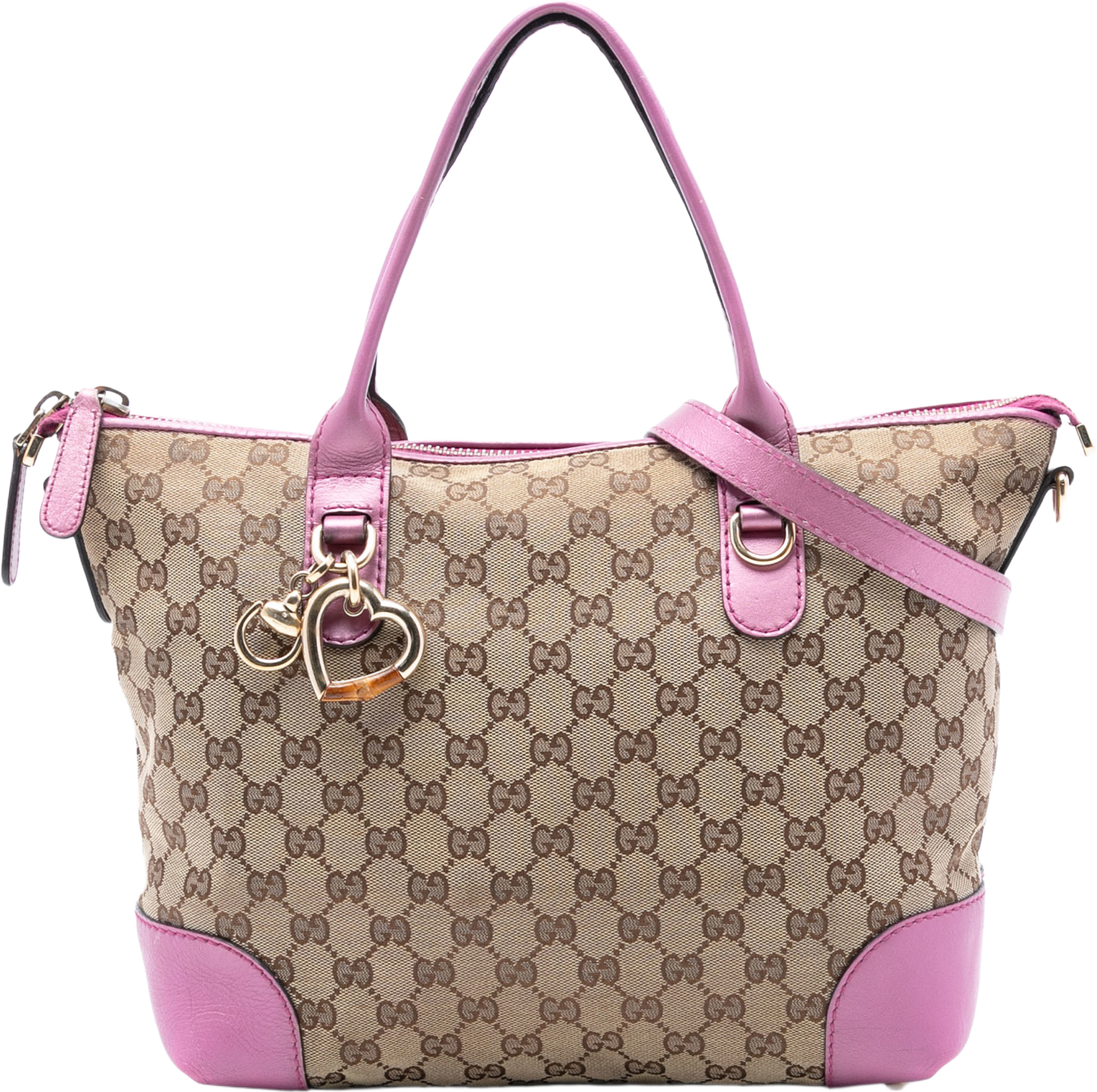 Gucci Gg Canvas Heart Bit Satchel, från Luxclusif, i färgen beige. Klicka för att öppna bilden i stort format