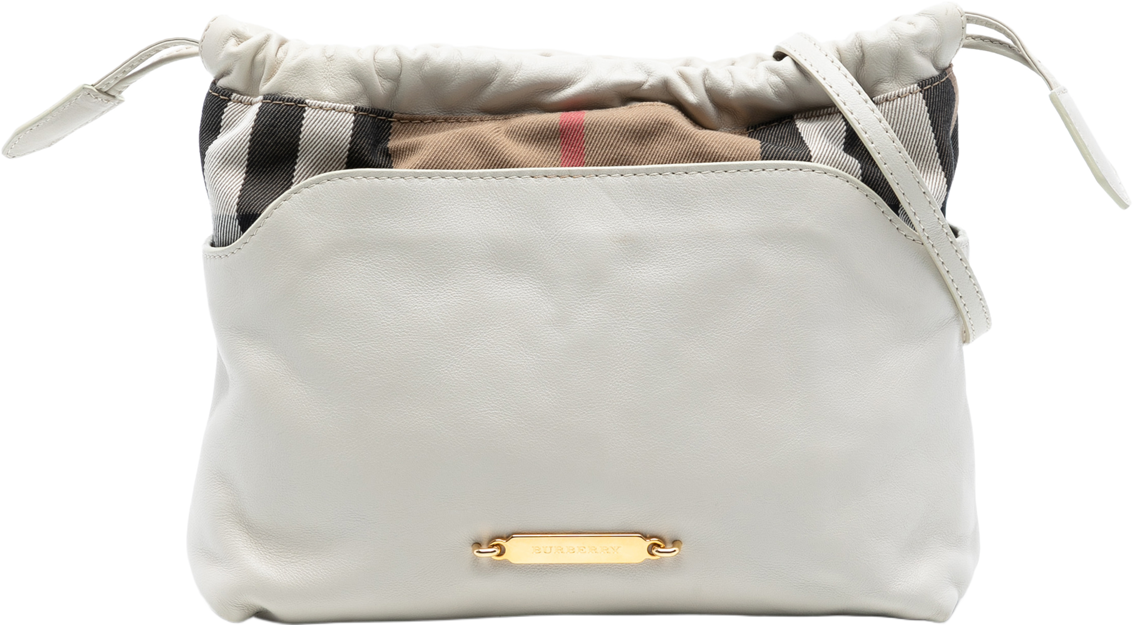 Burberry House Check Canvas And Calfskin Little Crush Crossbody, från Luxclusif, i färgen white. Klicka för att öppna bilden i stort format