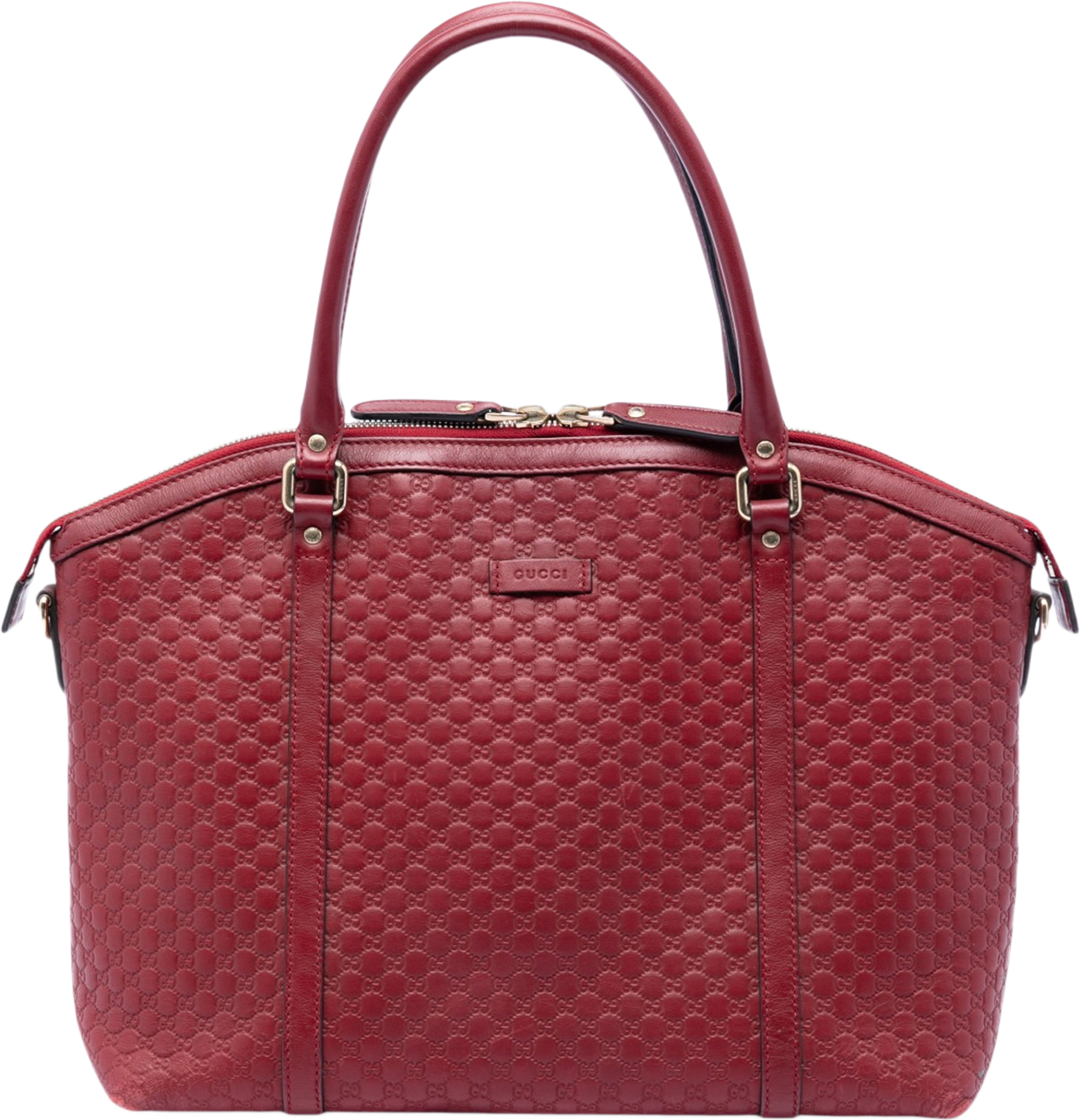 Gucci Large Microguccissima Dome Satchel, från Luxclusif, i färgen röd. Klicka för att öppna bilden i stort format