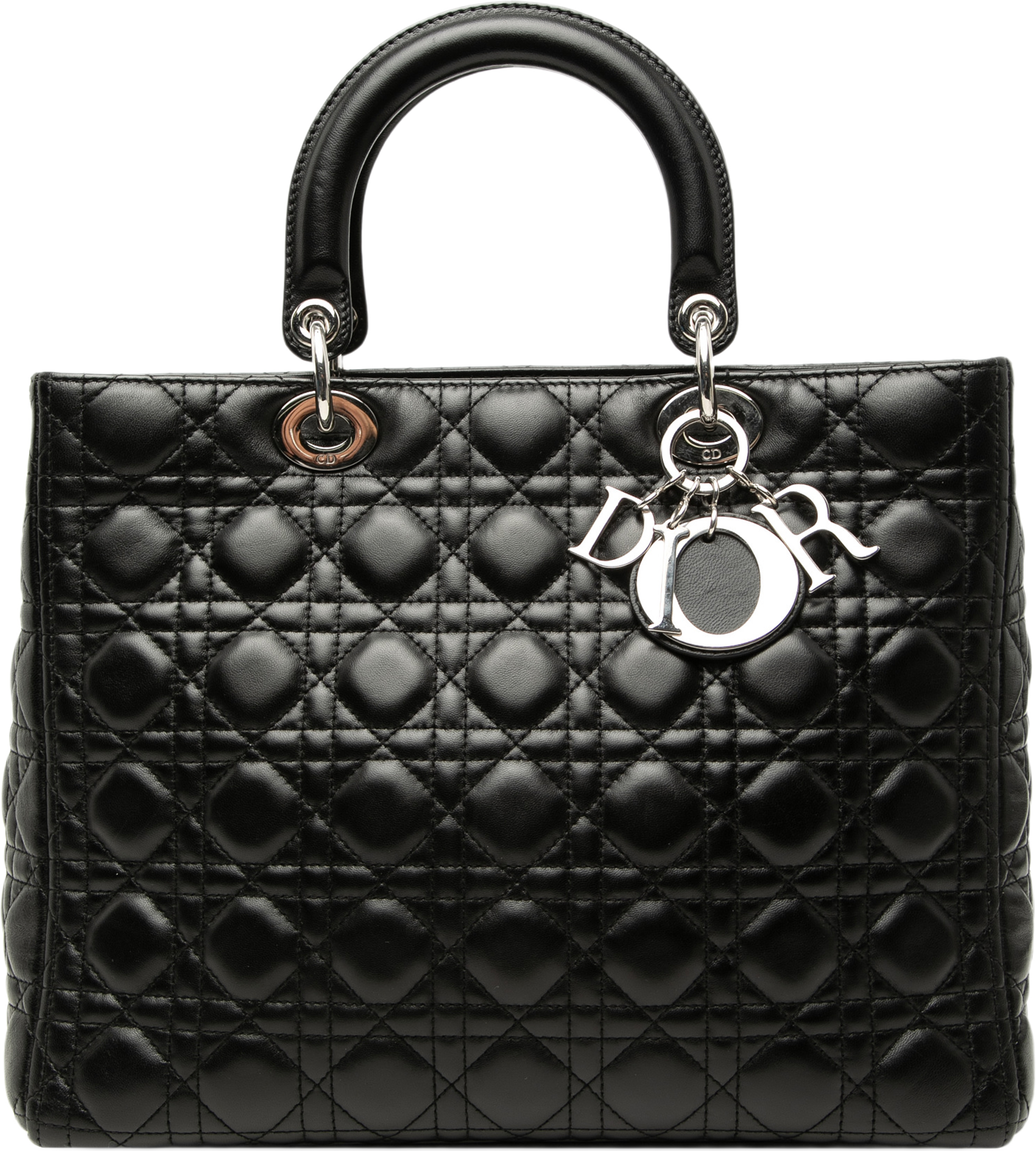 Dior Large Lambskin Cannage Lady Dior, från Luxclusif, i färgen black. Klicka för att öppna bilden i stort format