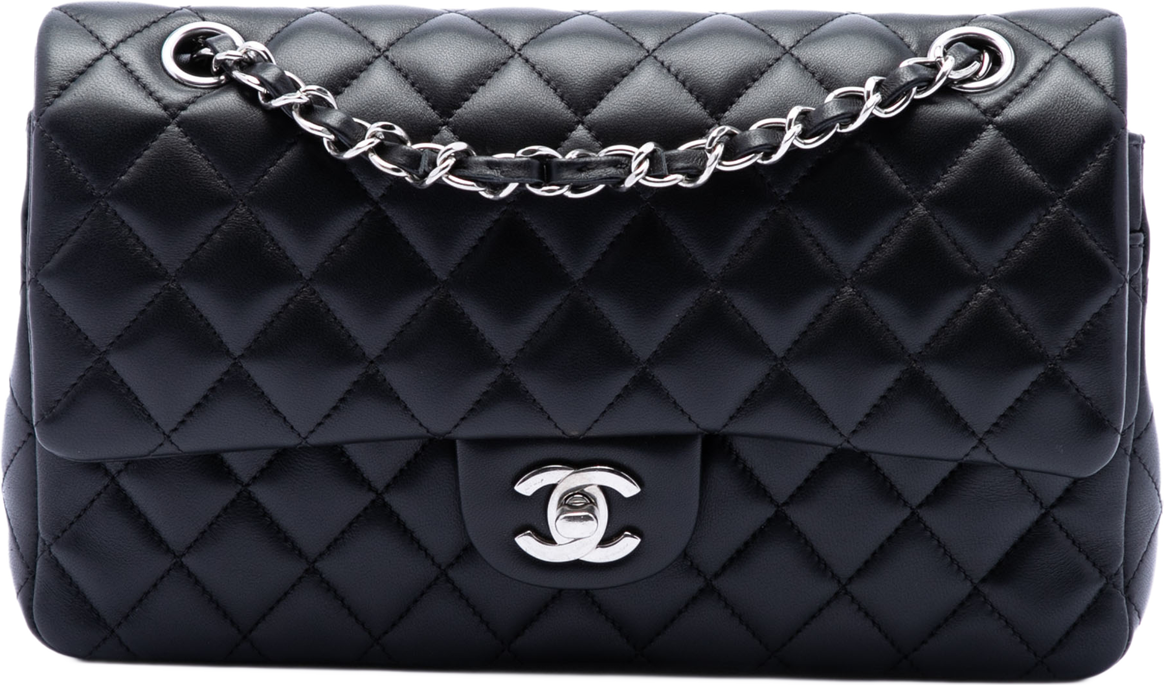 Chanel Medium Classic Lambskin Double Flap, från Luxclusif, i färgen black. Klicka för att öppna bilden i stort format