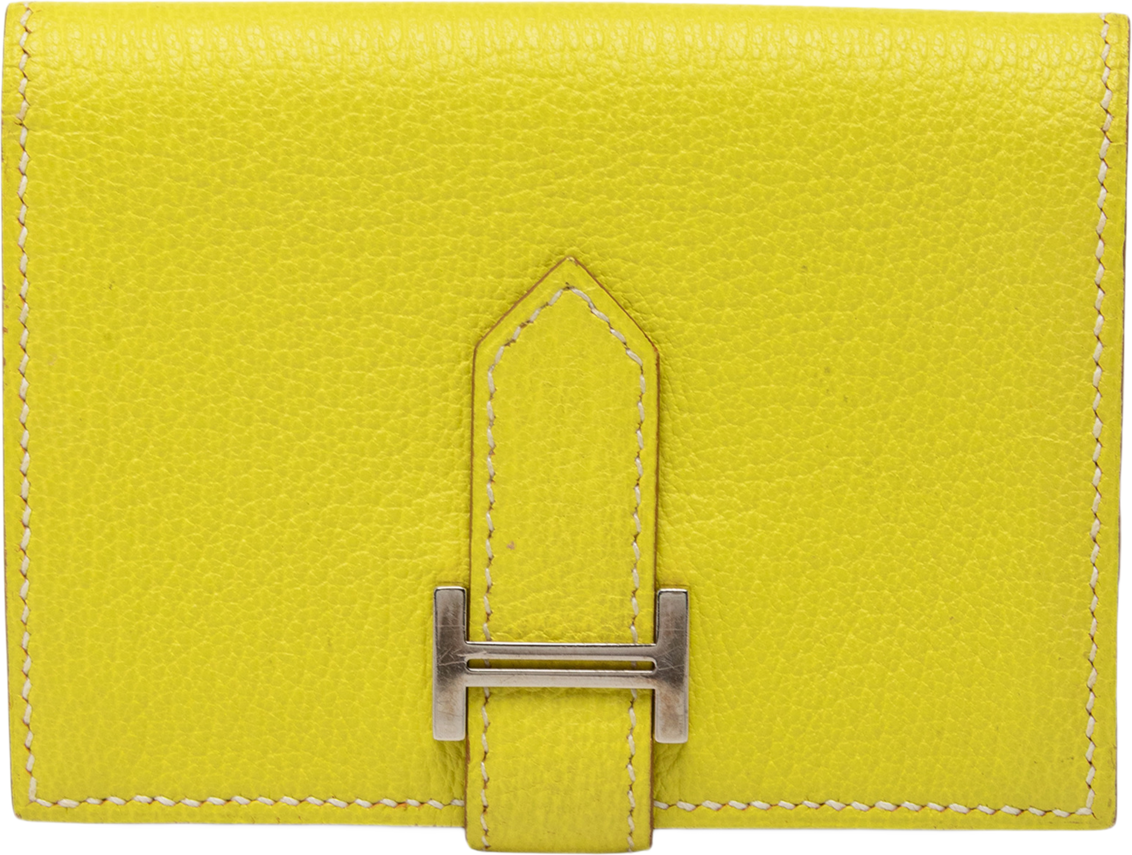 Hermès Epsom Bearn Card Case, från Luxclusif, i färgen gul. Klicka för att öppna bilden i stort format