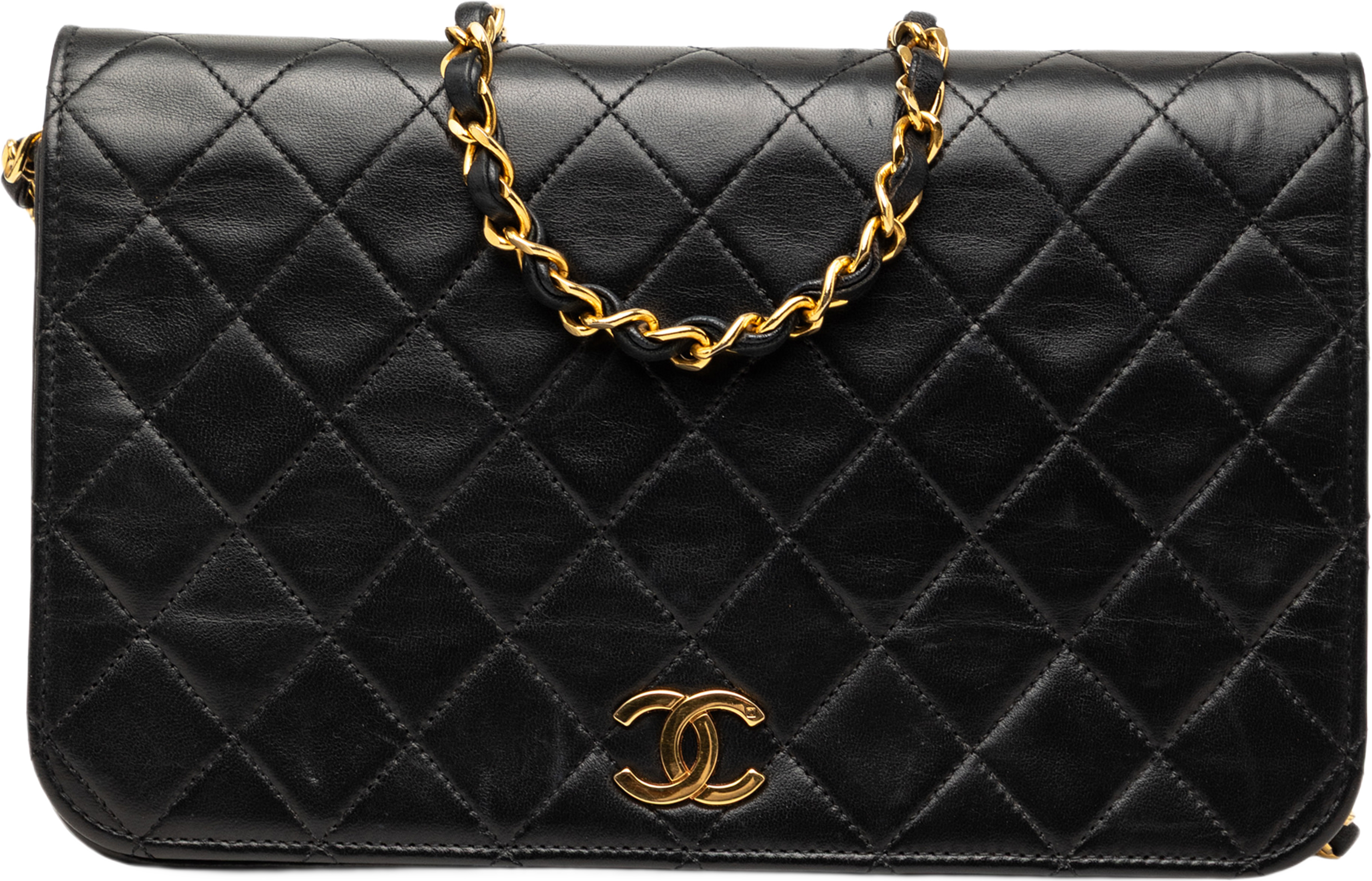 Chanel Cc Quilted Lambskin Full Single Flap, från Luxclusif, i färgen black. Klicka för att öppna bilden i stort format