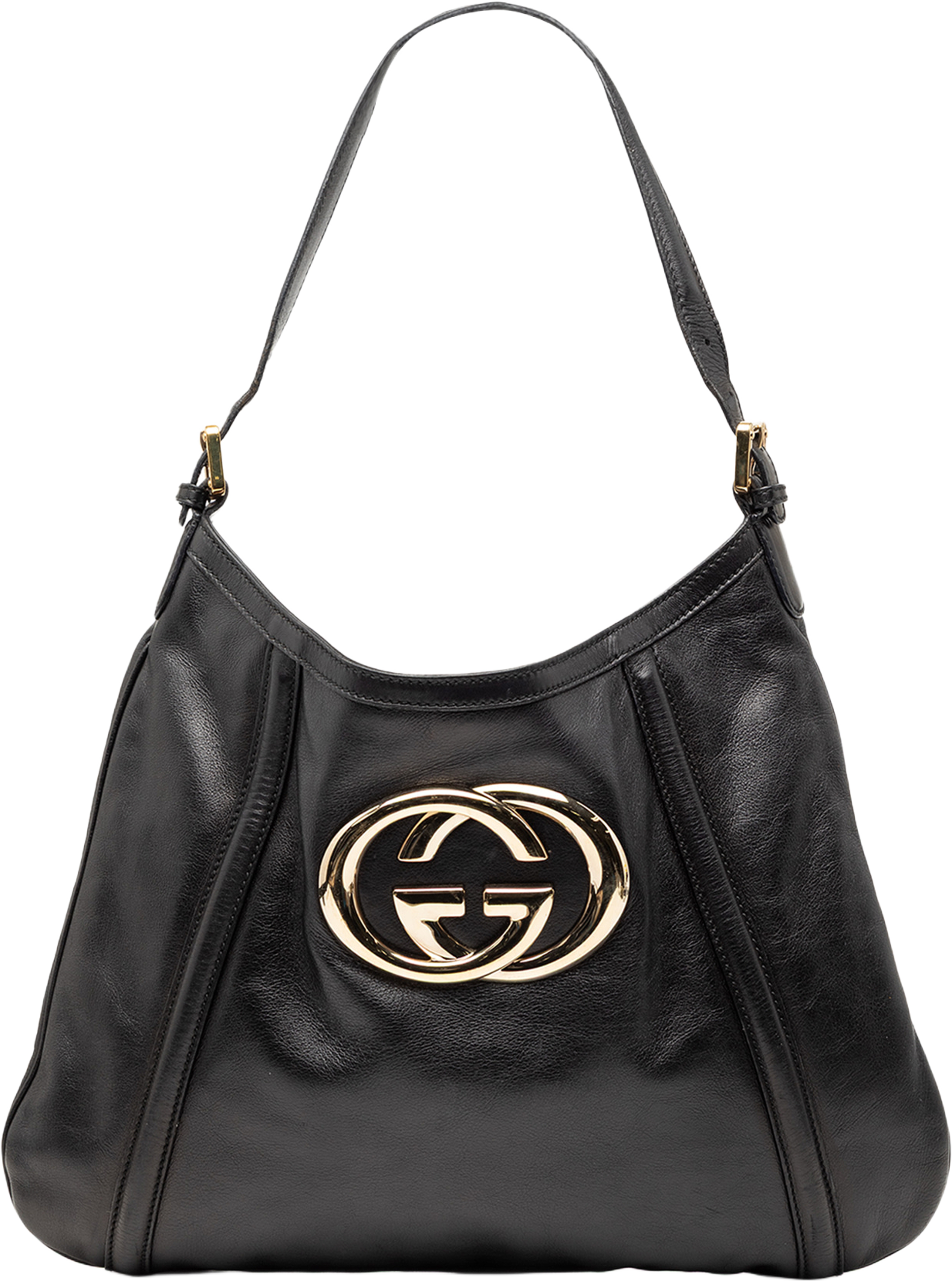 Gucci Calfskin Interlocking G Britt Shoulder Bag, från Luxclusif, i färgen black. Klicka för att öppna bilden i stort format