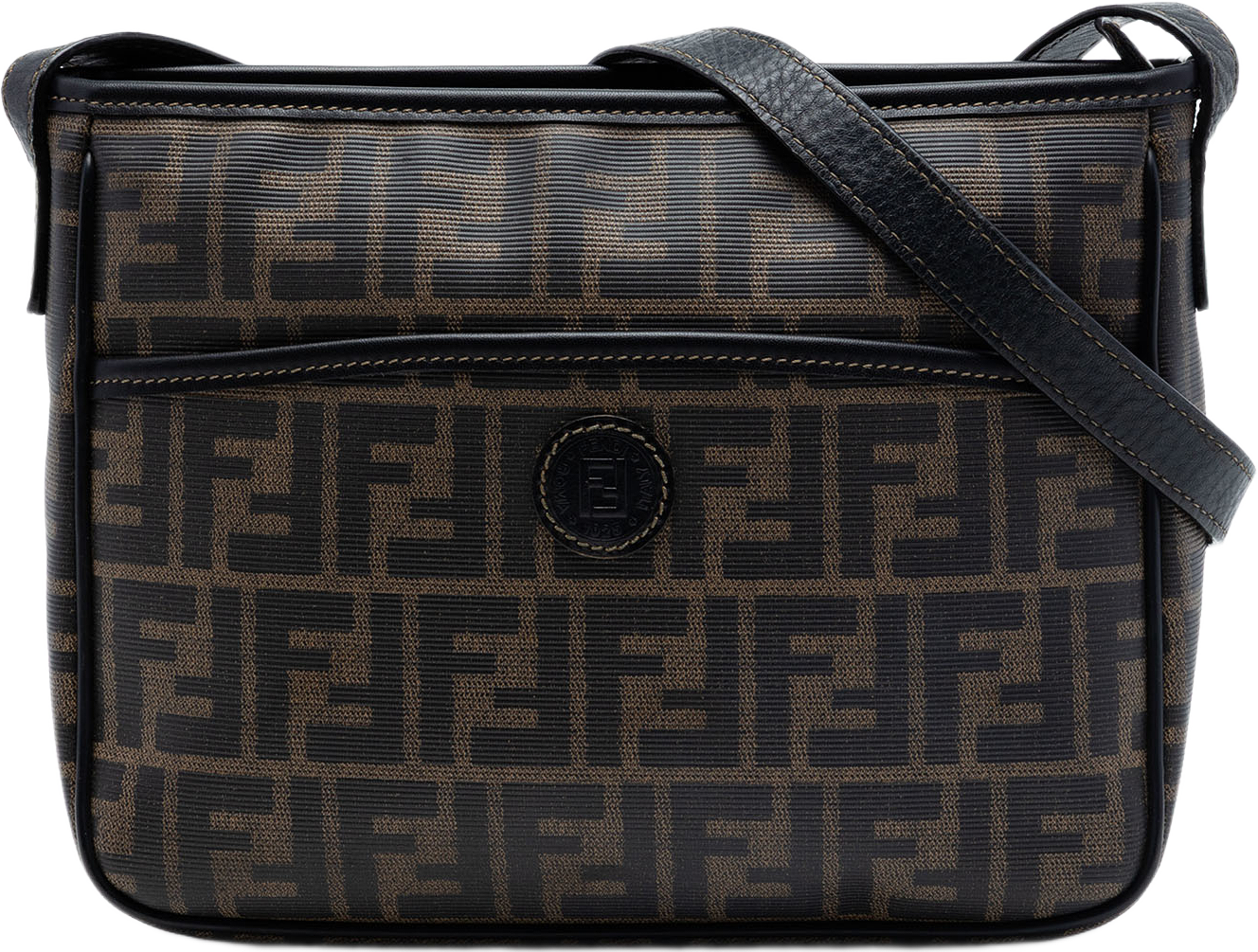 Fendi Zucca Coated Canvas Crossbody, från Luxclusif, i färgen brun. Klicka för att öppna bilden i stort format