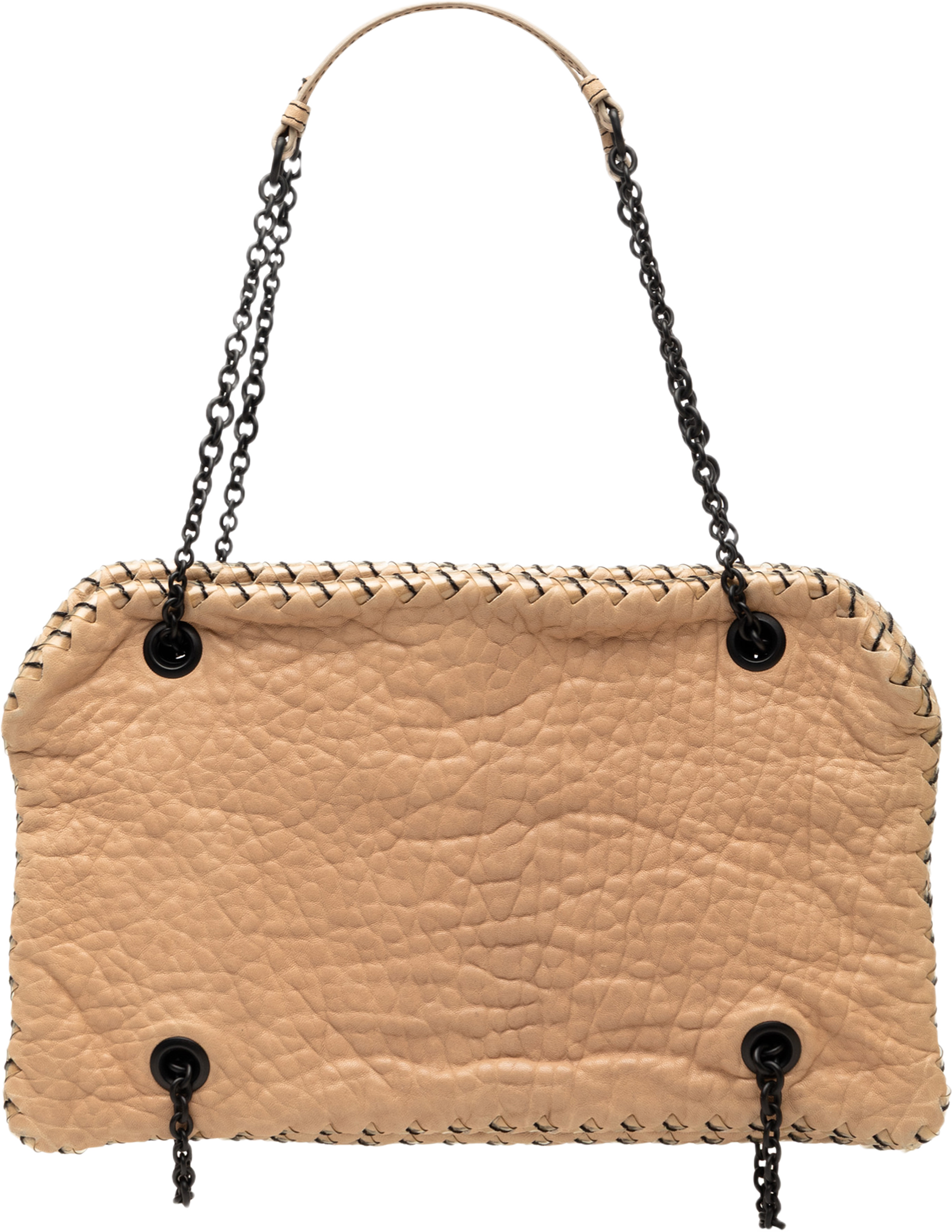 Bottega Veneta Textured Leather Whipstitch Duo Shoulder Bag, från Luxclusif, i färgen beige. Klicka för att öppna bilden i stort format