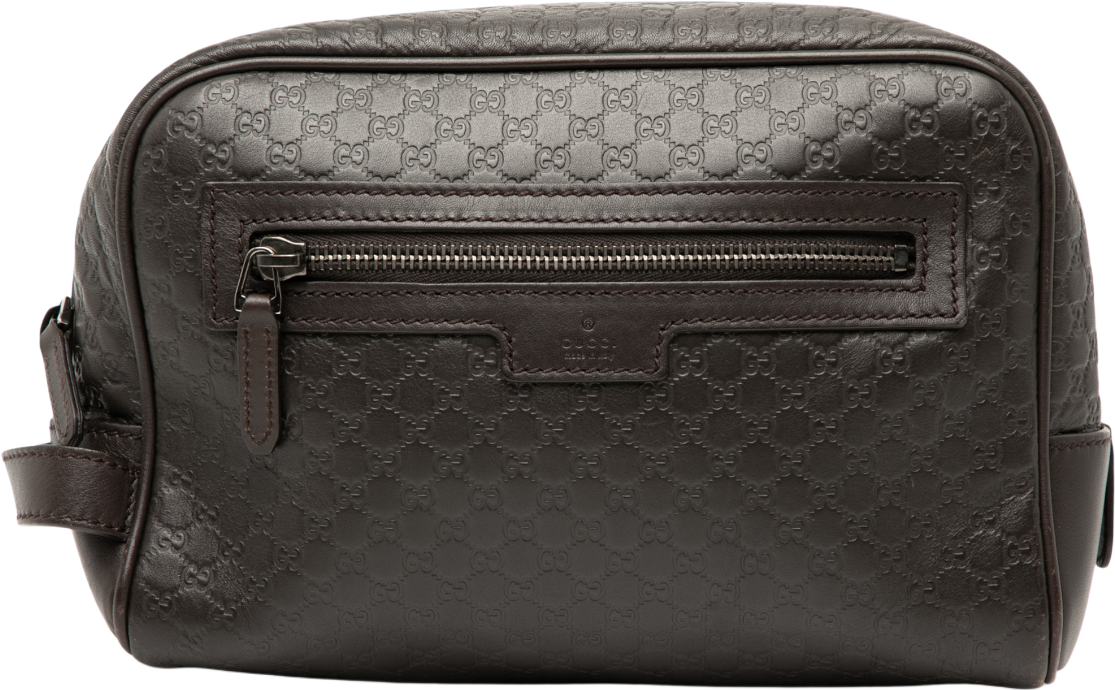 Gucci Microguccissima Clutch, från Luxclusif, i färgen dark brown. Klicka för att öppna bilden i stort format