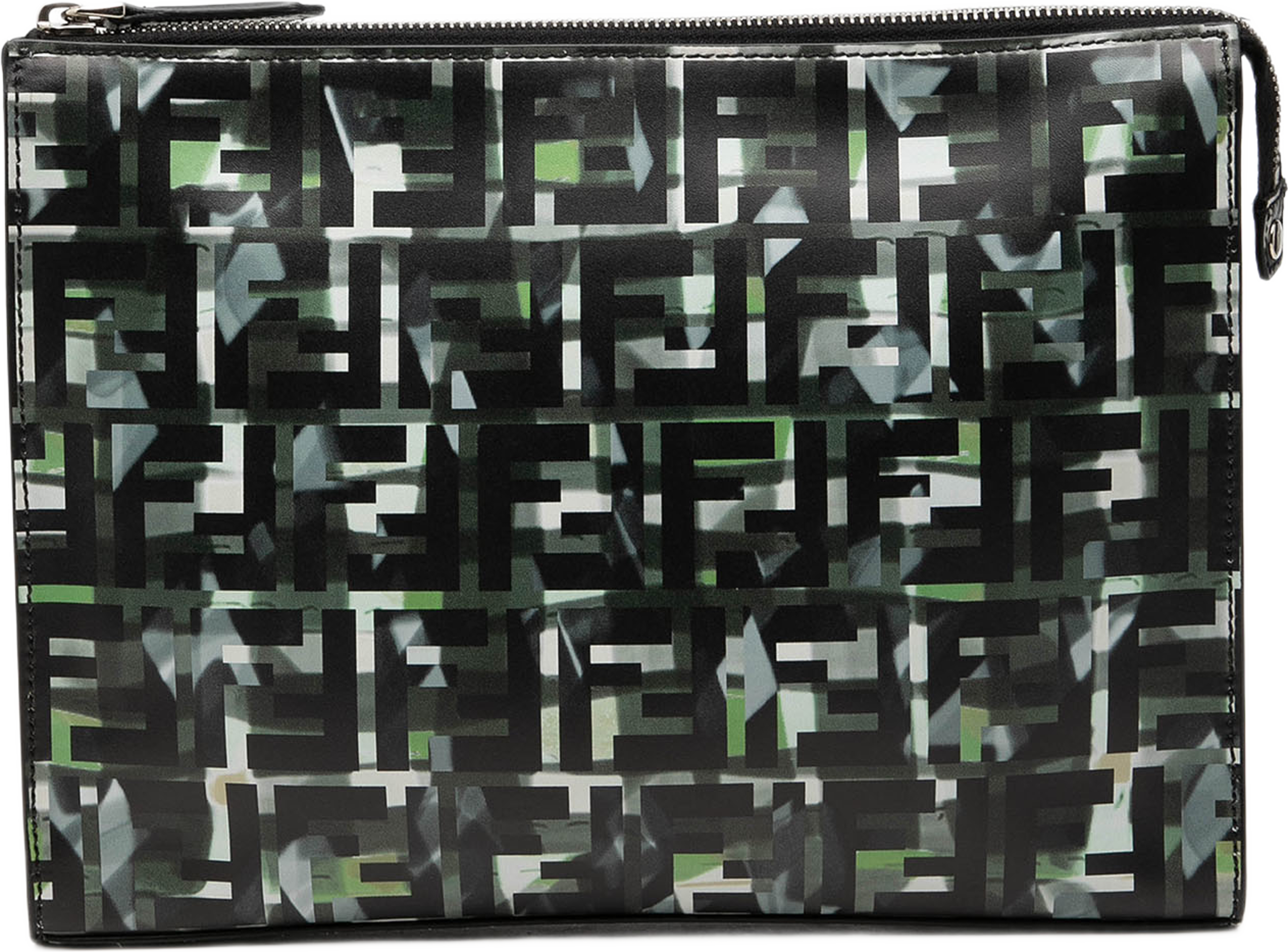 Fendi Ff 1974 Nylon Camouflage Clutch, från Luxclusif, i färgen black. Klicka för att öppna bilden i stort format