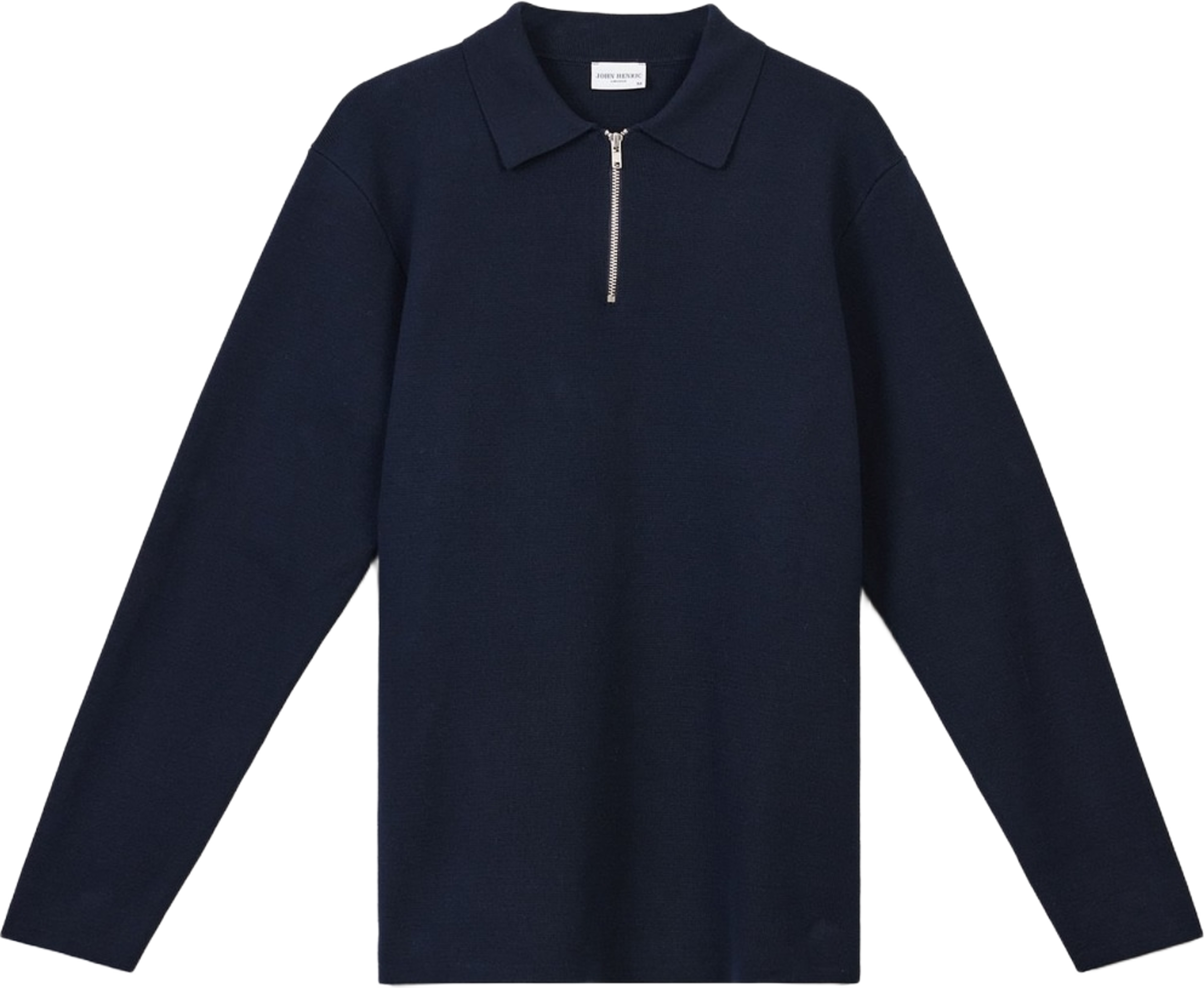 Cotton Plain Knitted Ls Half Zip (ilario), från John Henric, i färgen navy blue. Klicka för att öppna bilden i stort format