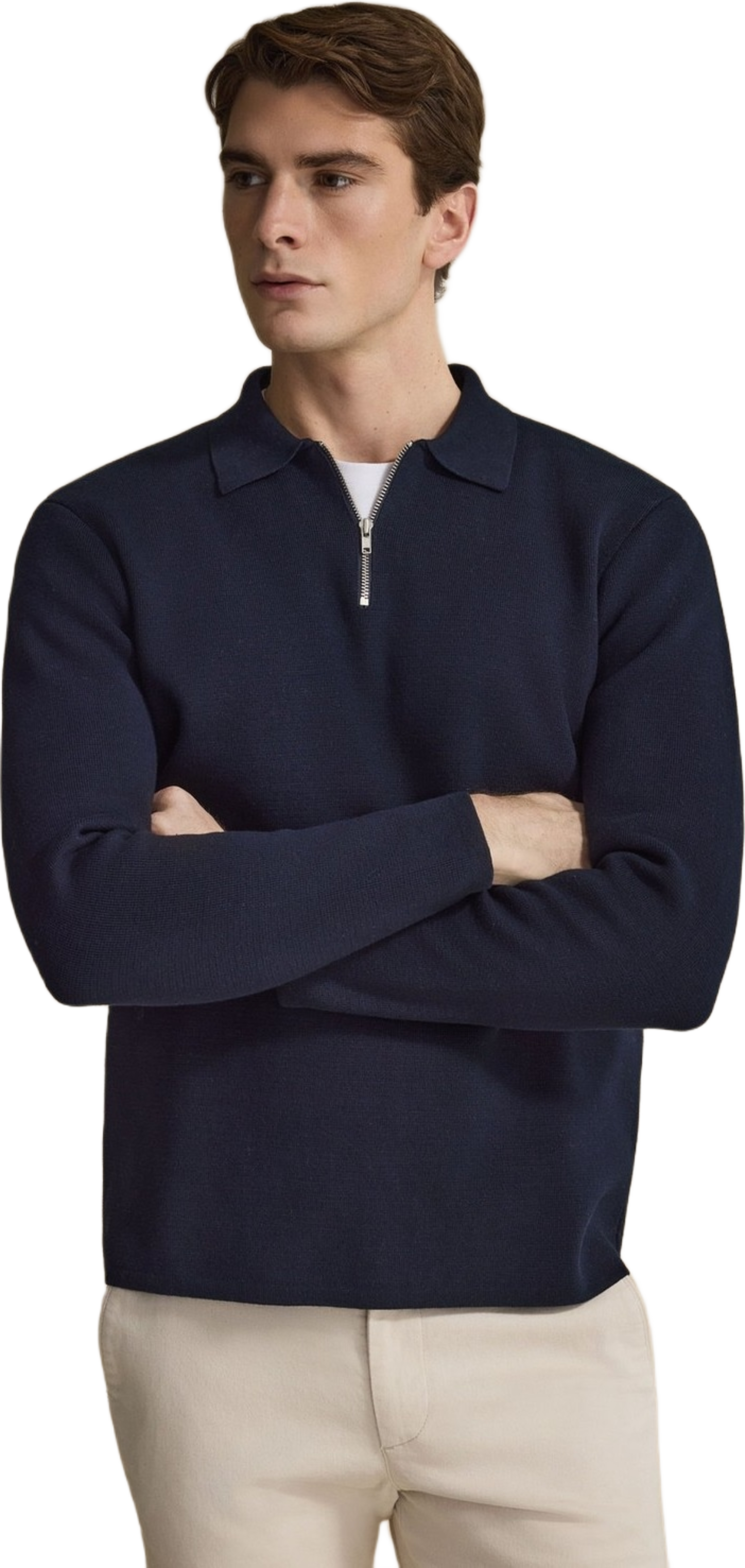 Cotton Plain Knitted Ls Half Zip (ilario)