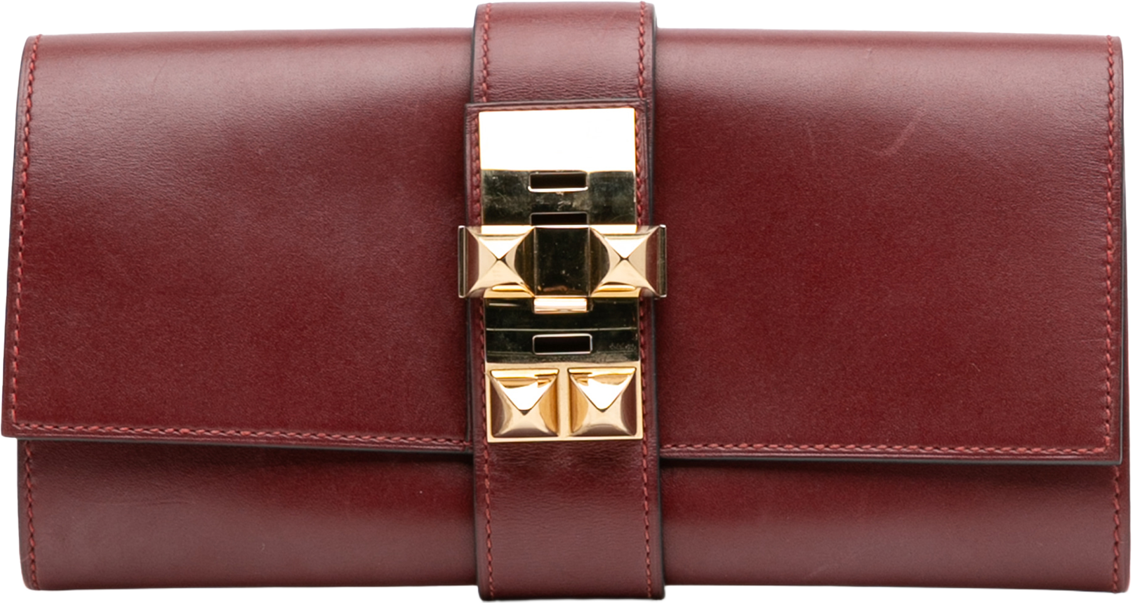 Hermès Swift Medor Clutch 23, från Luxclusif, i färgen bordeaux. Klicka för att öppna bilden i stort format