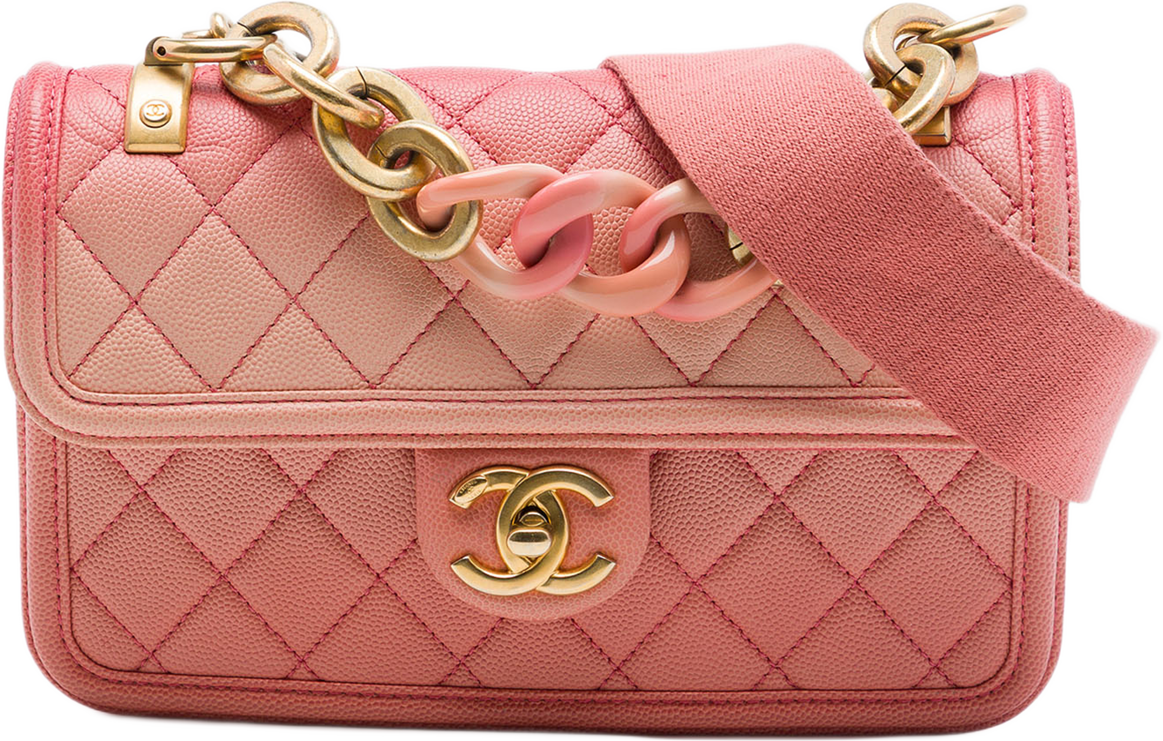 Chanel Small Quilted Caviar Sunset On The Sea Flap, från Luxclusif, i färgen rosa. Klicka för att öppna bilden i stort format
