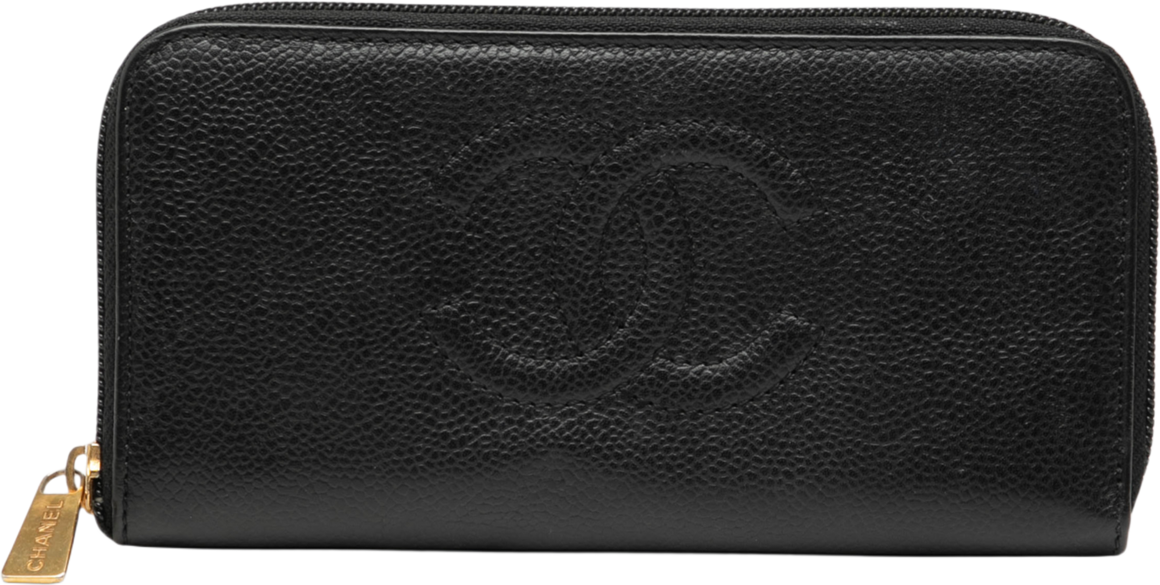 Chanel Cc Caviar Zip Around Wallet, från Luxclusif, i färgen black. Klicka för att öppna bilden i stort format