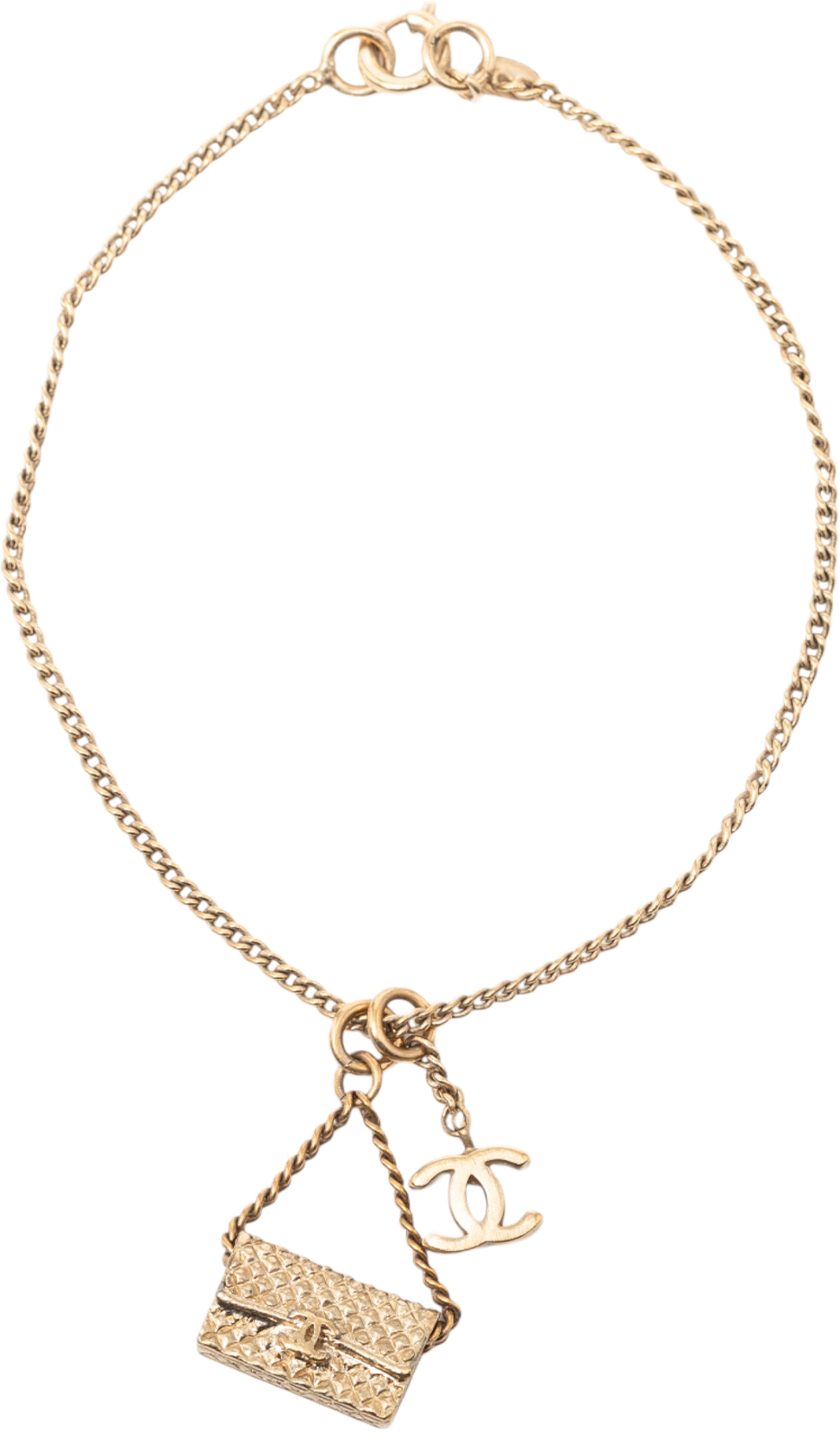 Chanel Cc Gold Plated Flap Charm Bracelet, från Luxclusif, i färgen gold. Klicka för att öppna bilden i stort format