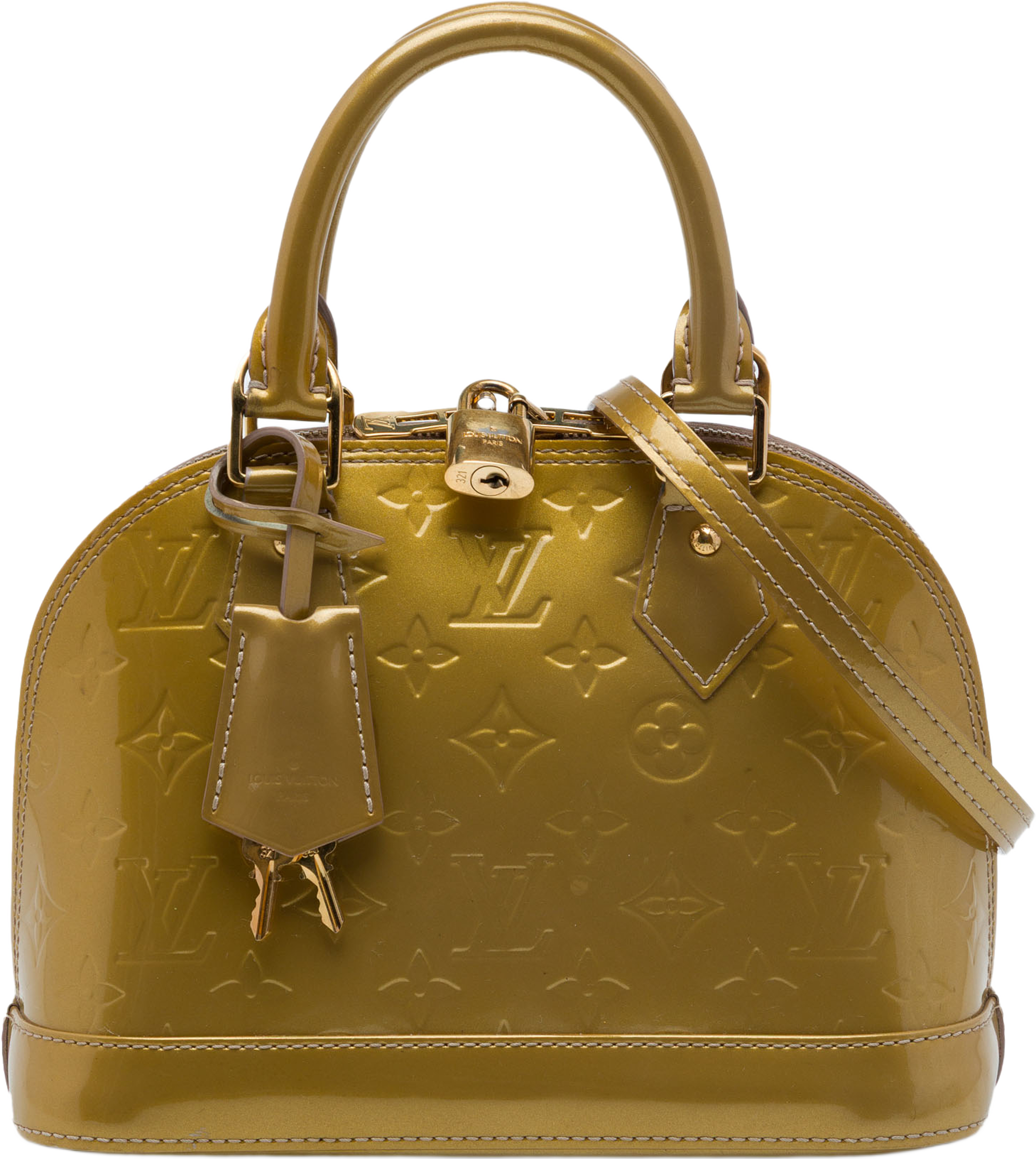 Louis Vuitton Monogram Vernis Alma Bb, från Luxclusif, i färgen brun. Klicka för att öppna bilden i stort format