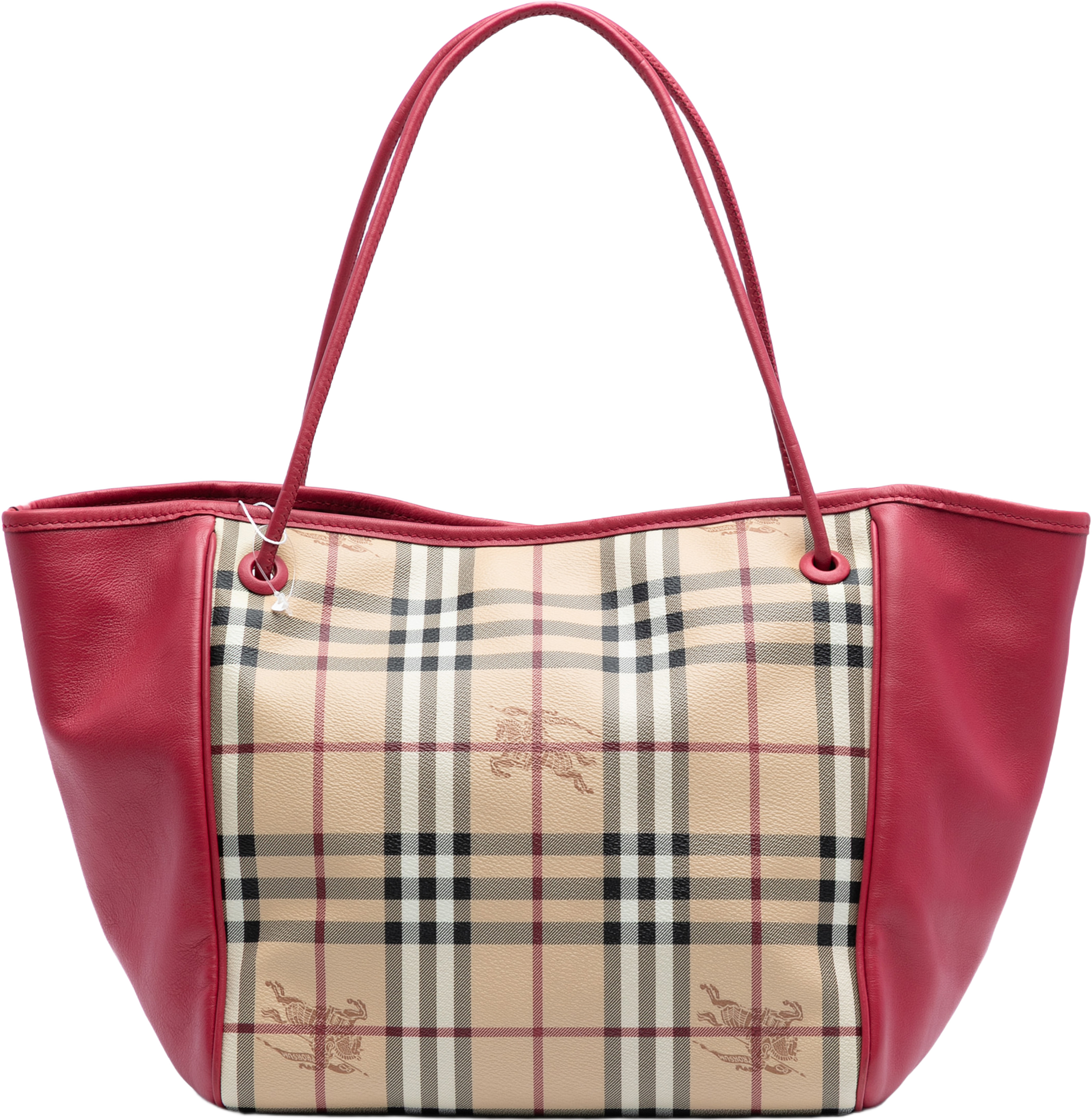 Burberry Small Haymarket Check Coated Canvas Canterbury Tote, från Luxclusif, i färgen beige. Klicka för att öppna bilden i stort format