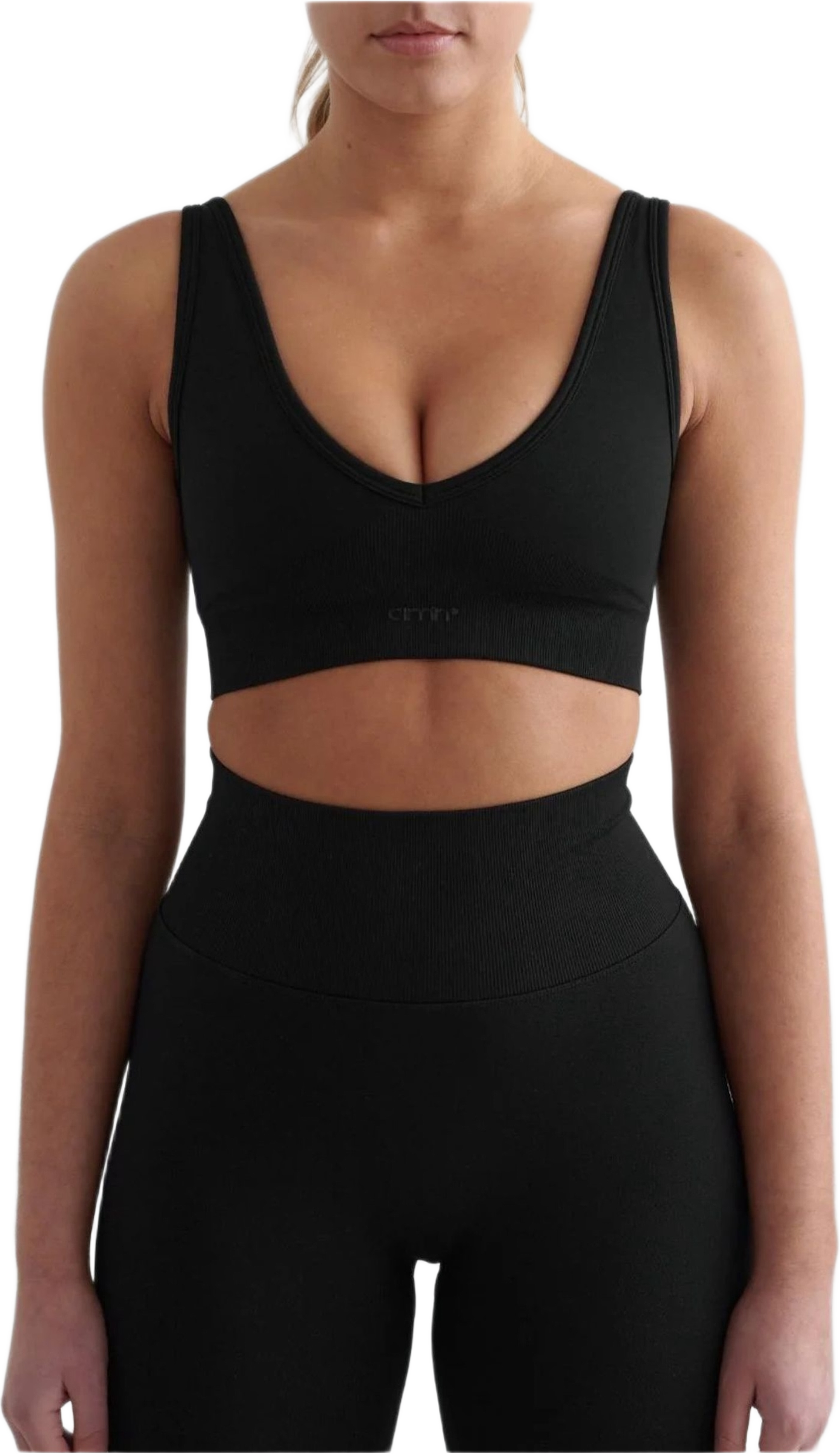 Shape Seamless Deep Cut Bra, från aim'n, i färgen black. Klicka för att öppna bilden i stort format