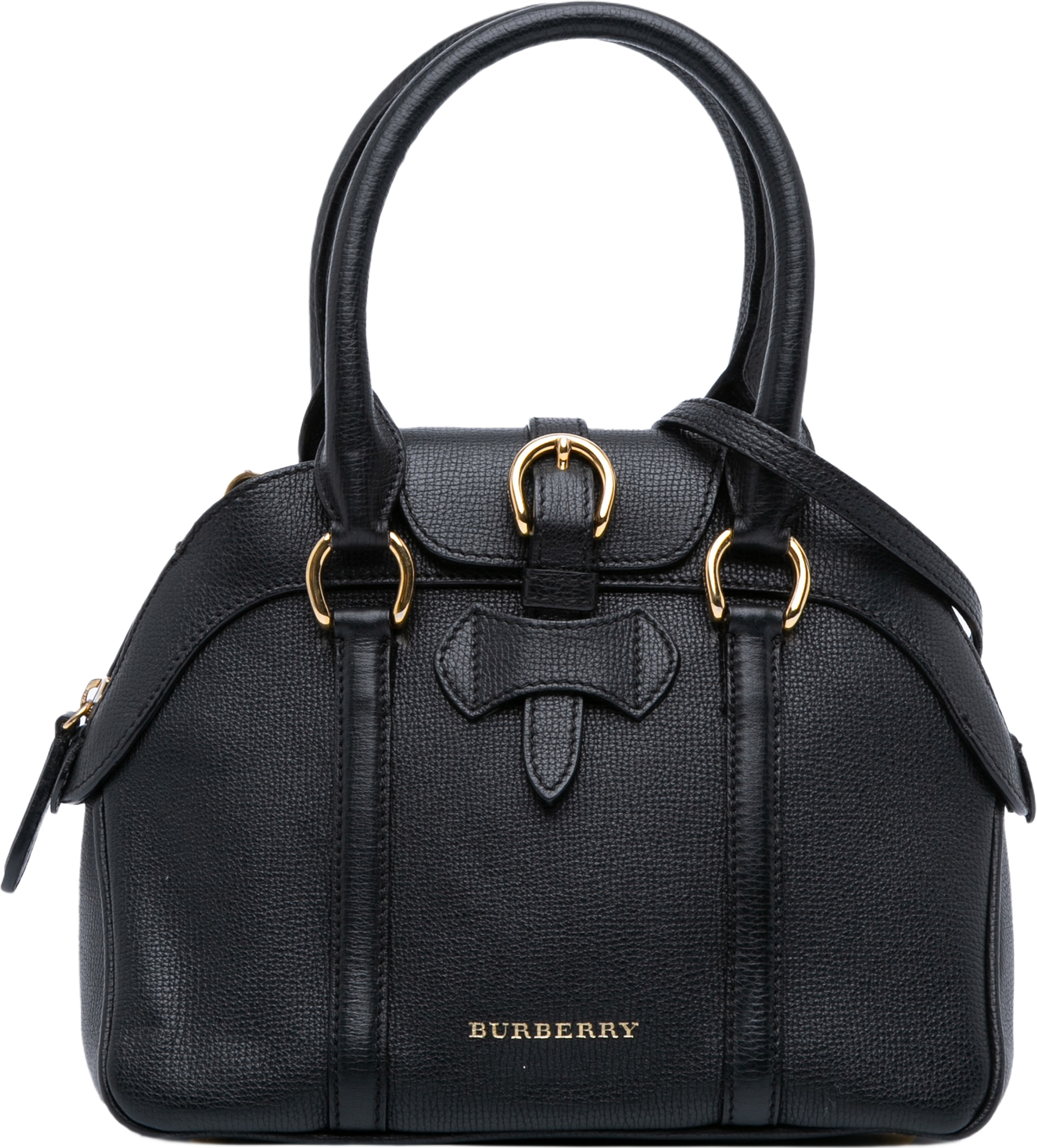 Burberry Small Leather Milverton Satchel, från Luxclusif, i färgen black. Klicka för att öppna bilden i stort format