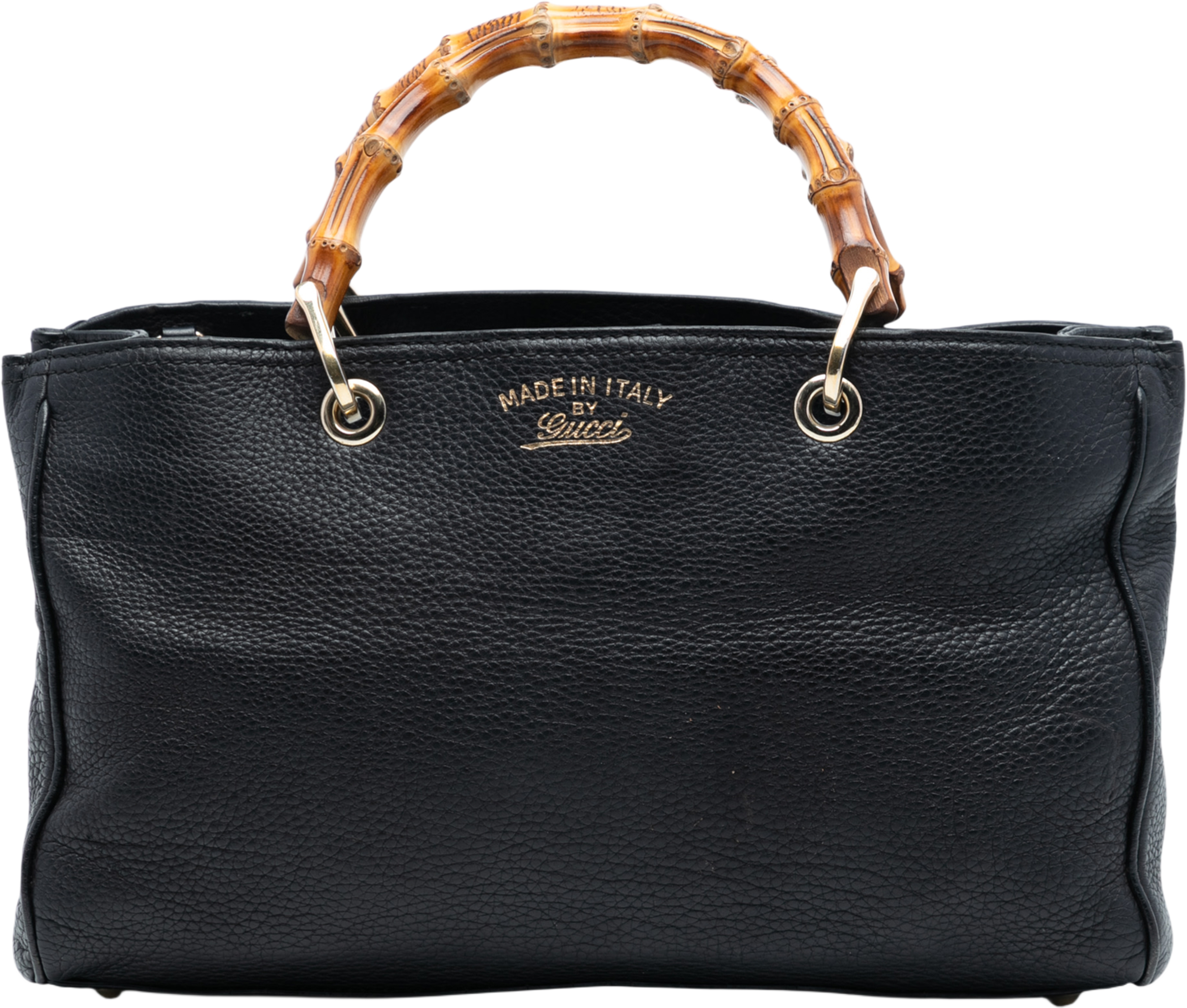 Gucci Medium Calfskin Bamboo Shopper Satchel, från Luxclusif, i färgen black. Klicka för att öppna bilden i stort format